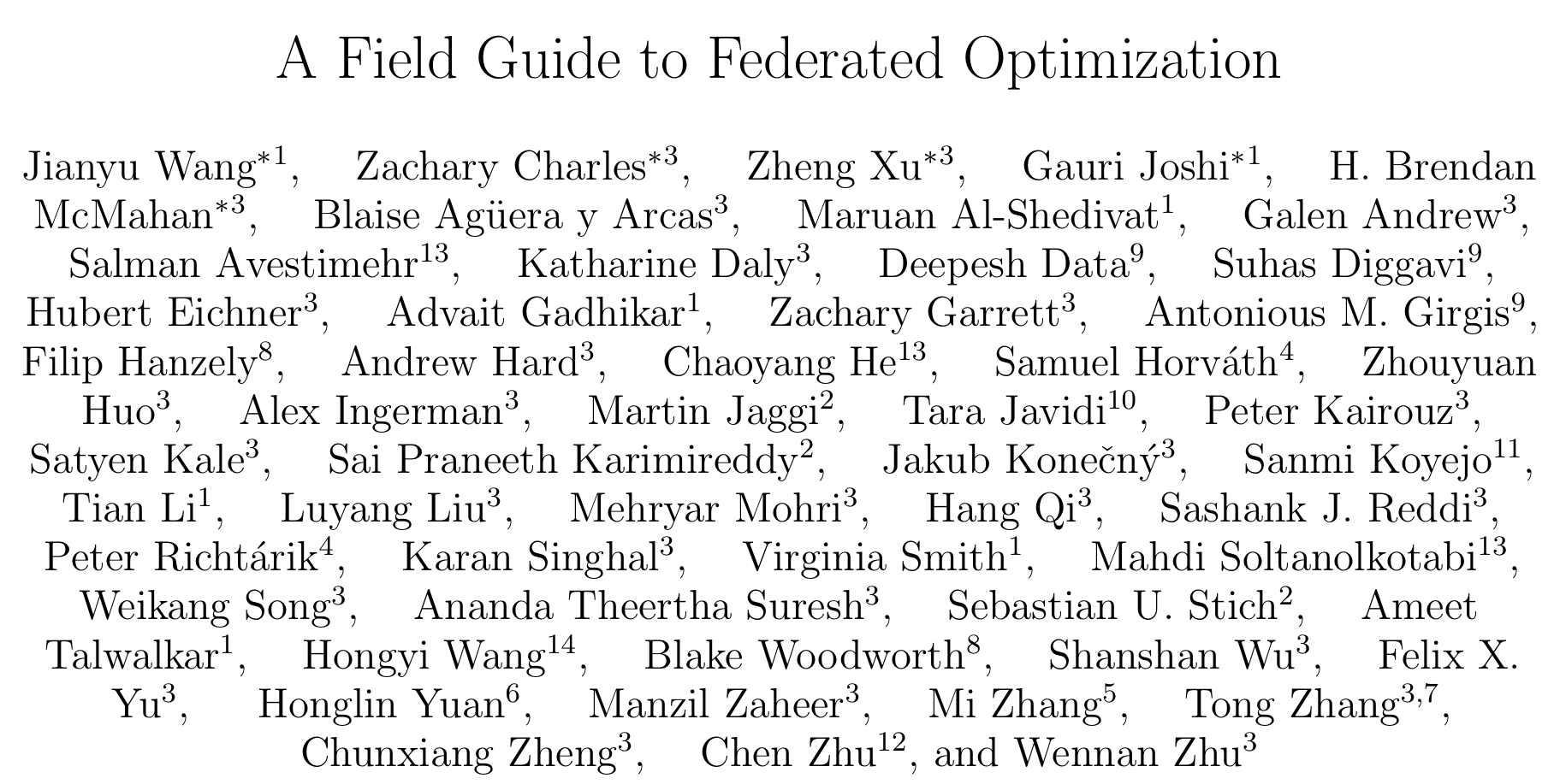 A Field Guide to Federated Optimization
