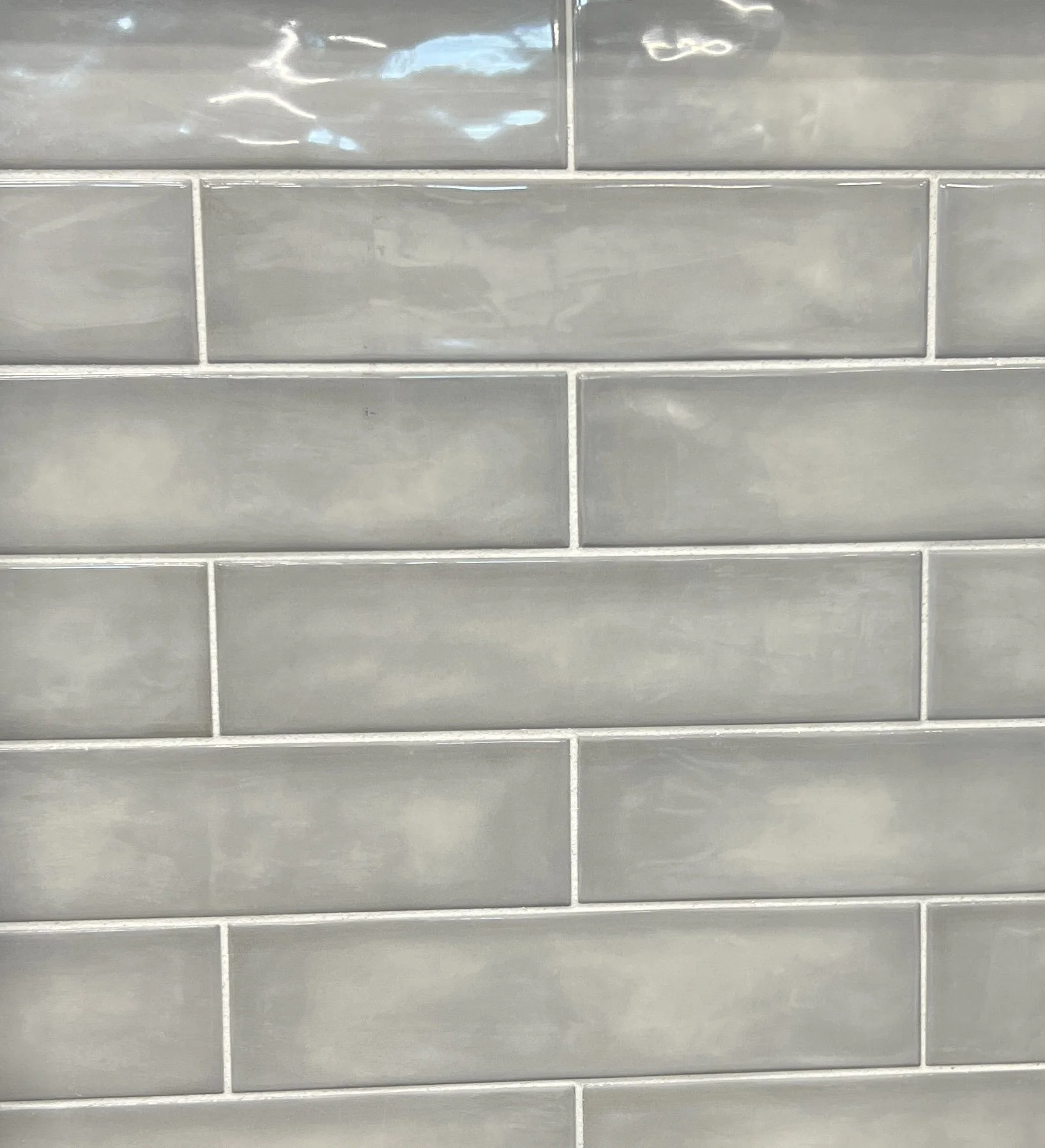 Gray subway tile wall