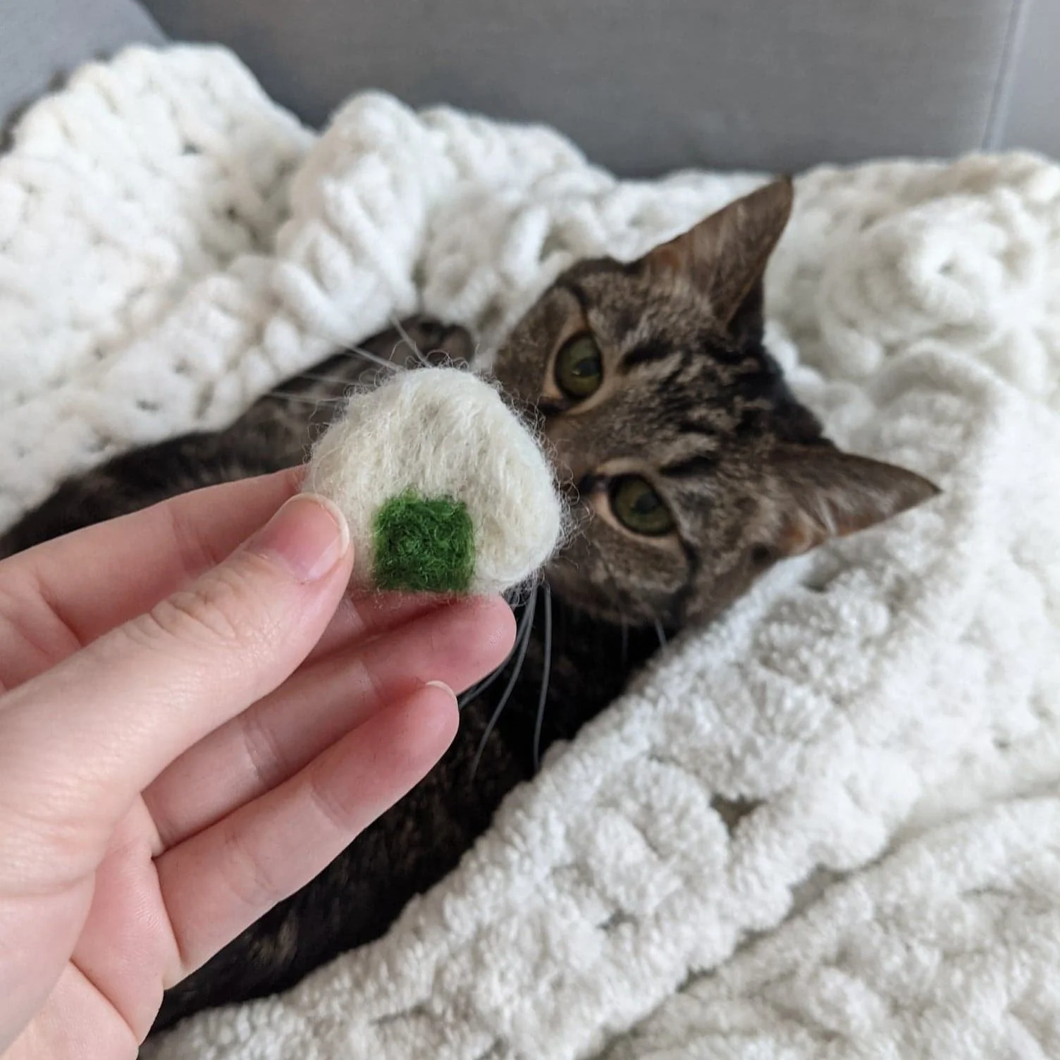 Felted catnip stuffed cat toy