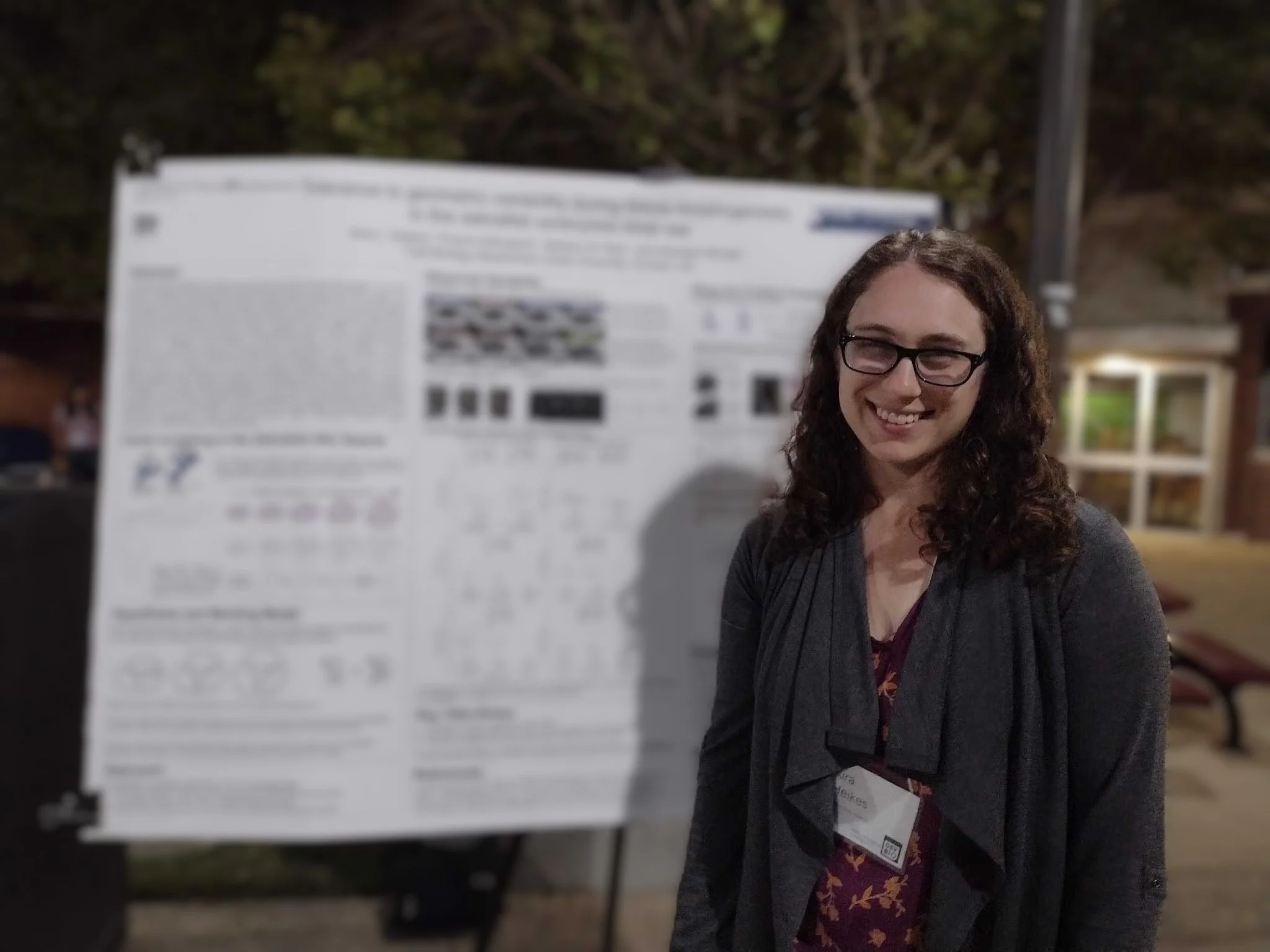 Kira presents her poster at West Coast SDB
