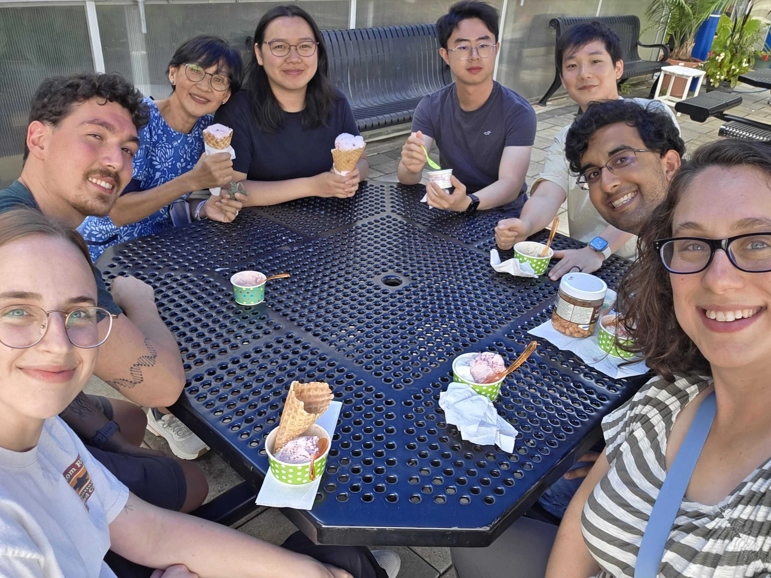 Welcoming our newest graduate student, Sam, to the lab with Eno Farms ice cream!