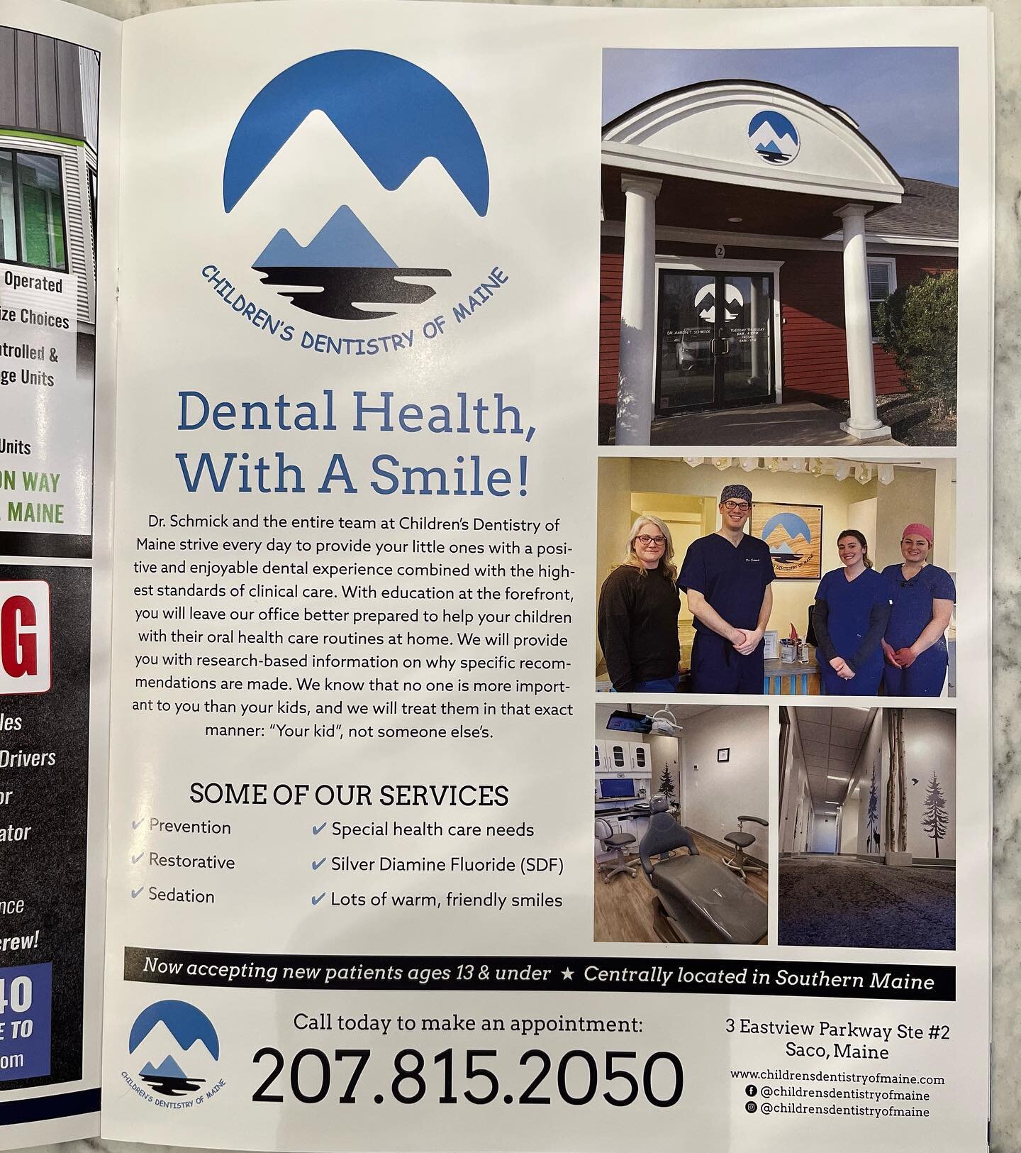 Check out our ad in the spring Scarborough edition of @keepitlocalmaine! Also thanks to Kim for coming to check out the office and provide us with a great lunch spread from @amatos_official 

#childrensdentistryofmaine #pediatricdentistry #saco #star