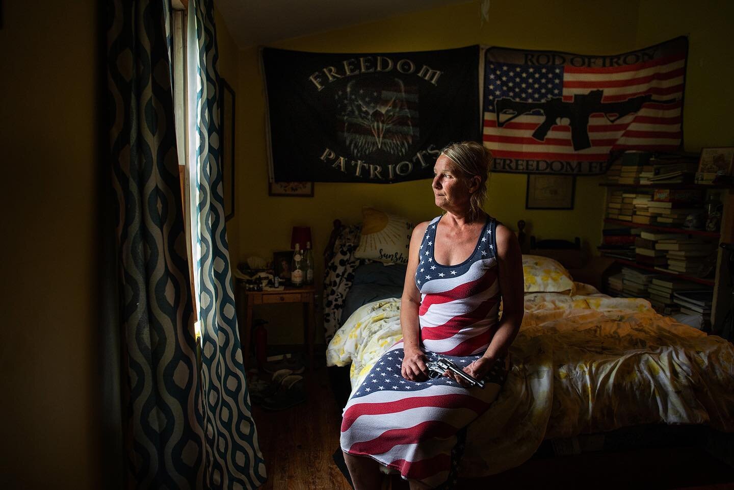 American Bedroom - Allie age 52. &lsquo;I&rsquo;m proud to be an American Patriot.&rsquo; Shohola, PA. #freedompatriots #freedomfighter  #patriot  #rodofiron #guns #pennsylvania  #womenfortrump  #trump #trump2024  #america  #saveamerica  #americanpol