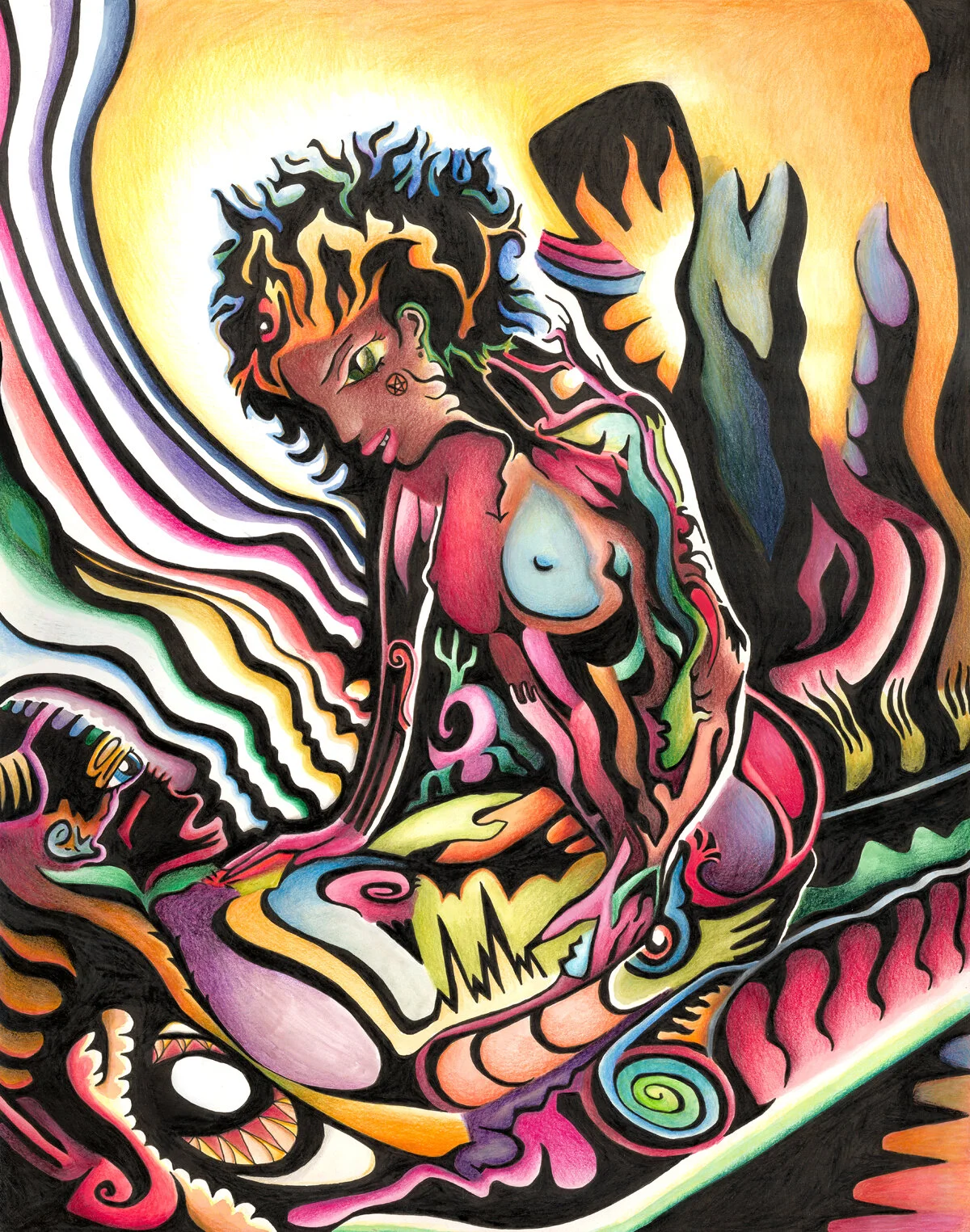 LustInk, Watercolor, and Watercolor Pencil on Bristol Board19” x 24”2020