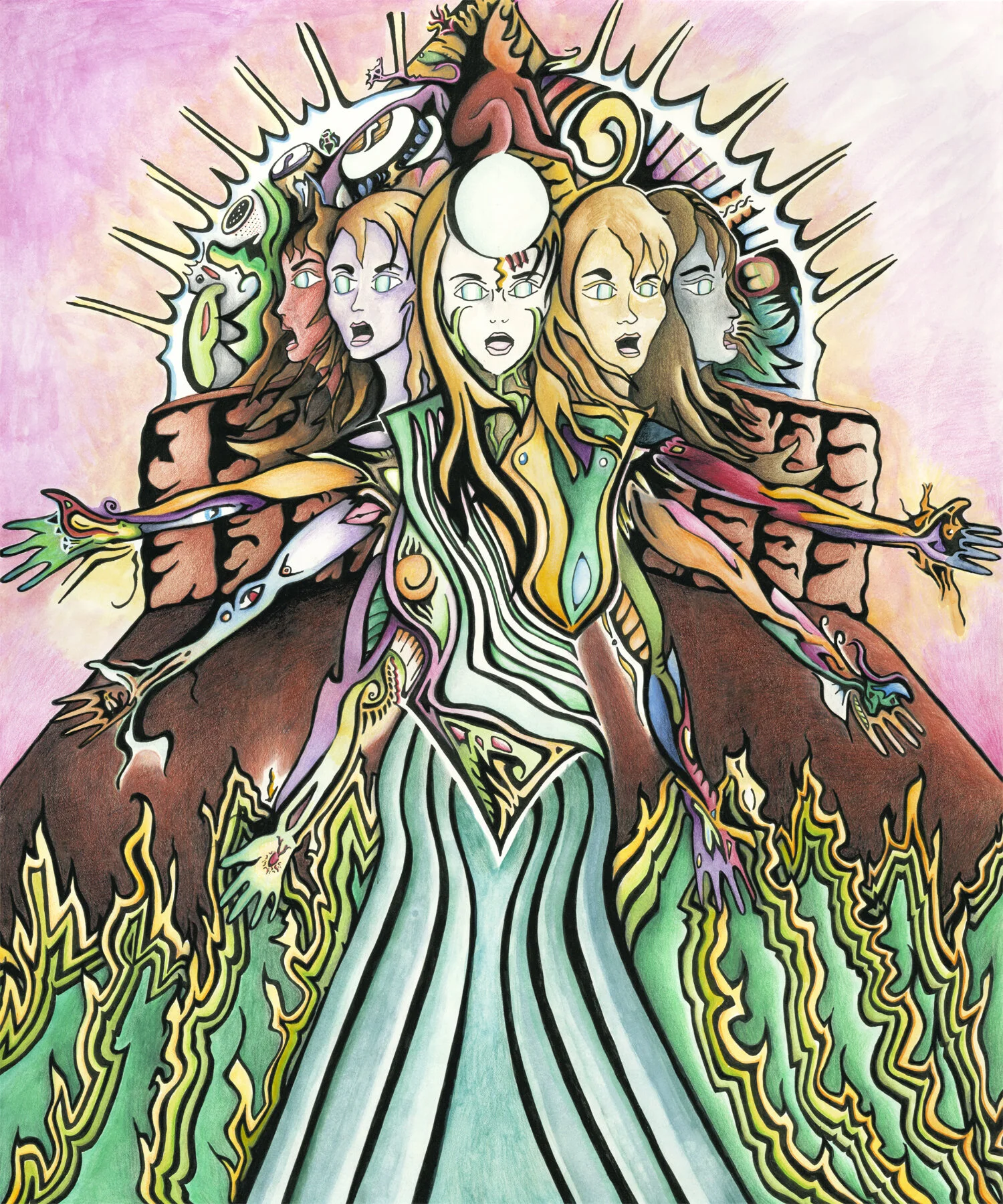 AeonInk, Watercolor, and Watercolor Pencils on Bristol Board2019