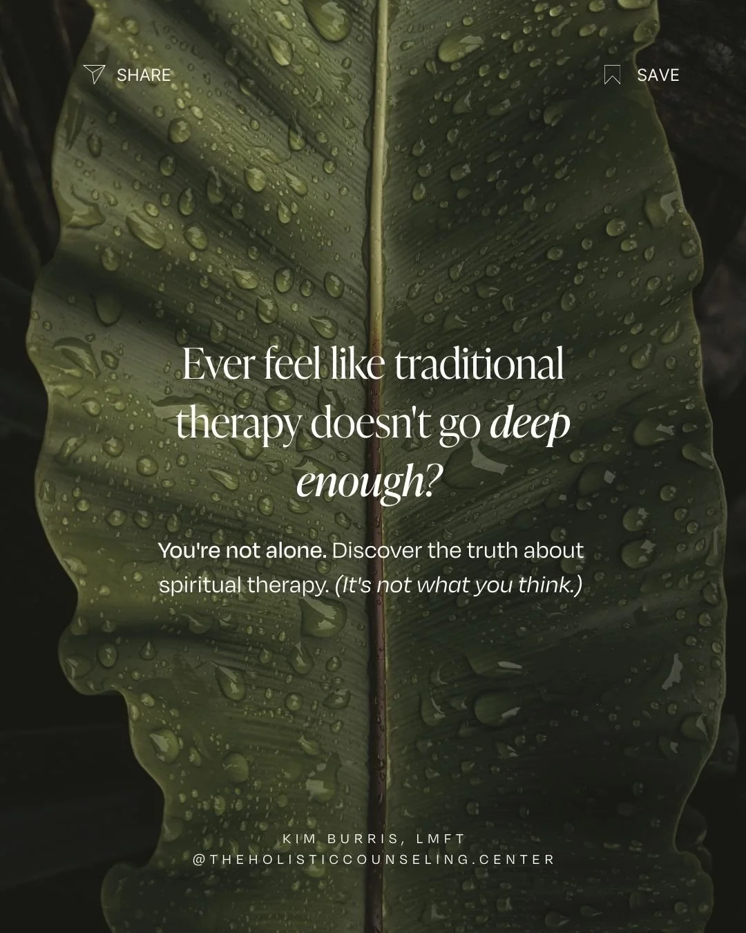 Spiritual therapy is not affiliated with any religion. It’s not all woo-woo, and it’s definitely not a cookie-cutter, protocol-based therapy.
Spiritual therapy is where science meets soul.
It’s where Internal Family Systems (IFS),