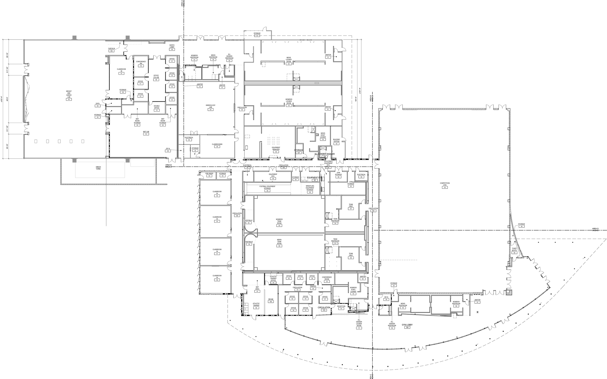 Overall Floor Plan - Weight and Cardio lab is located in the top left corner