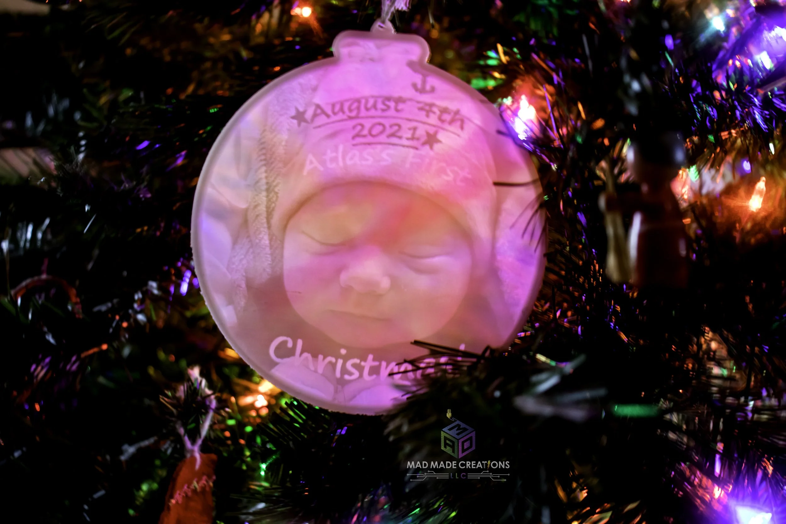 Custom Christmas Tree Ornament Lithophane — MAD Made Creations LLC