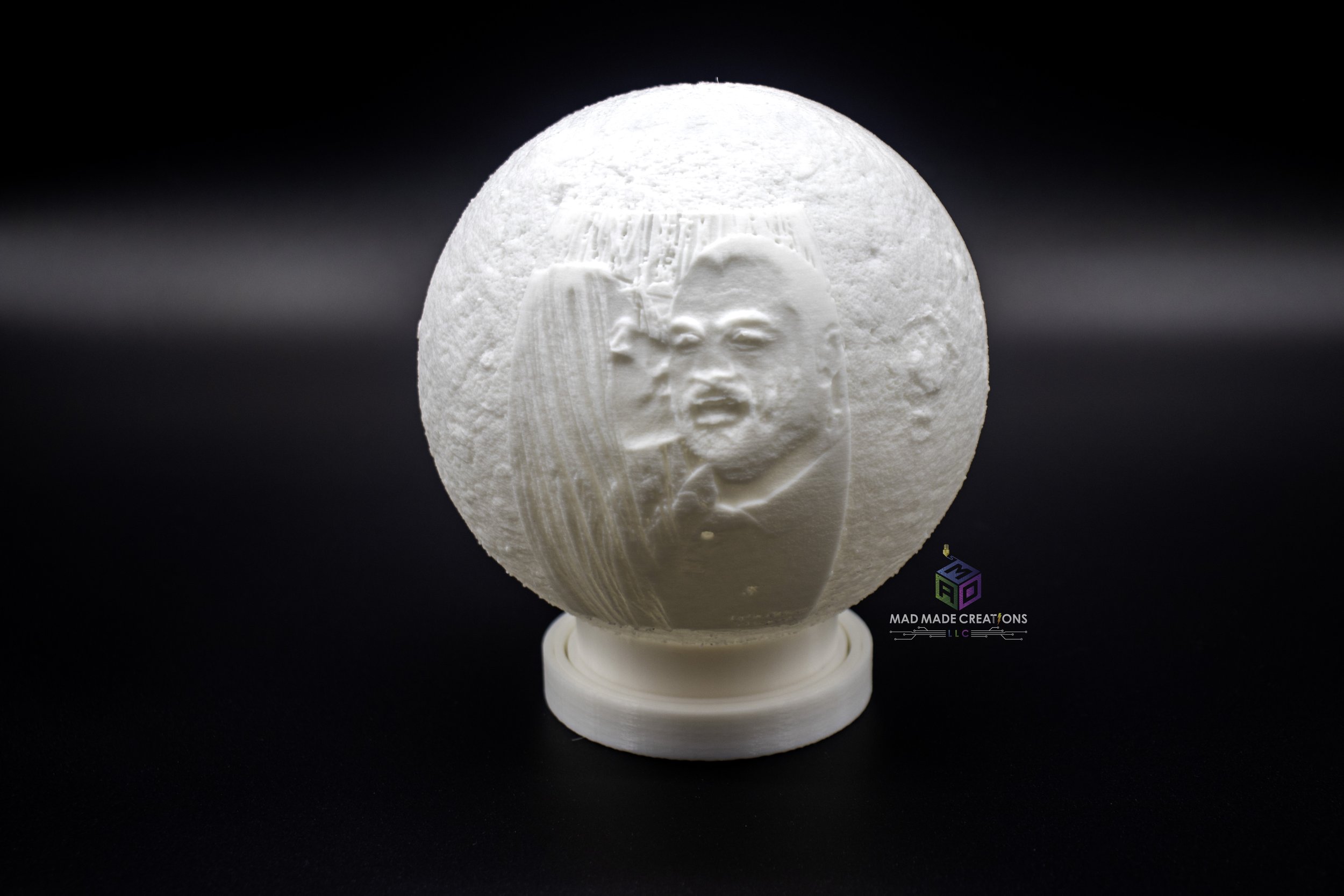 Personalized 3D Printed LED Moon Lithophane-MAD Made Creations LLC