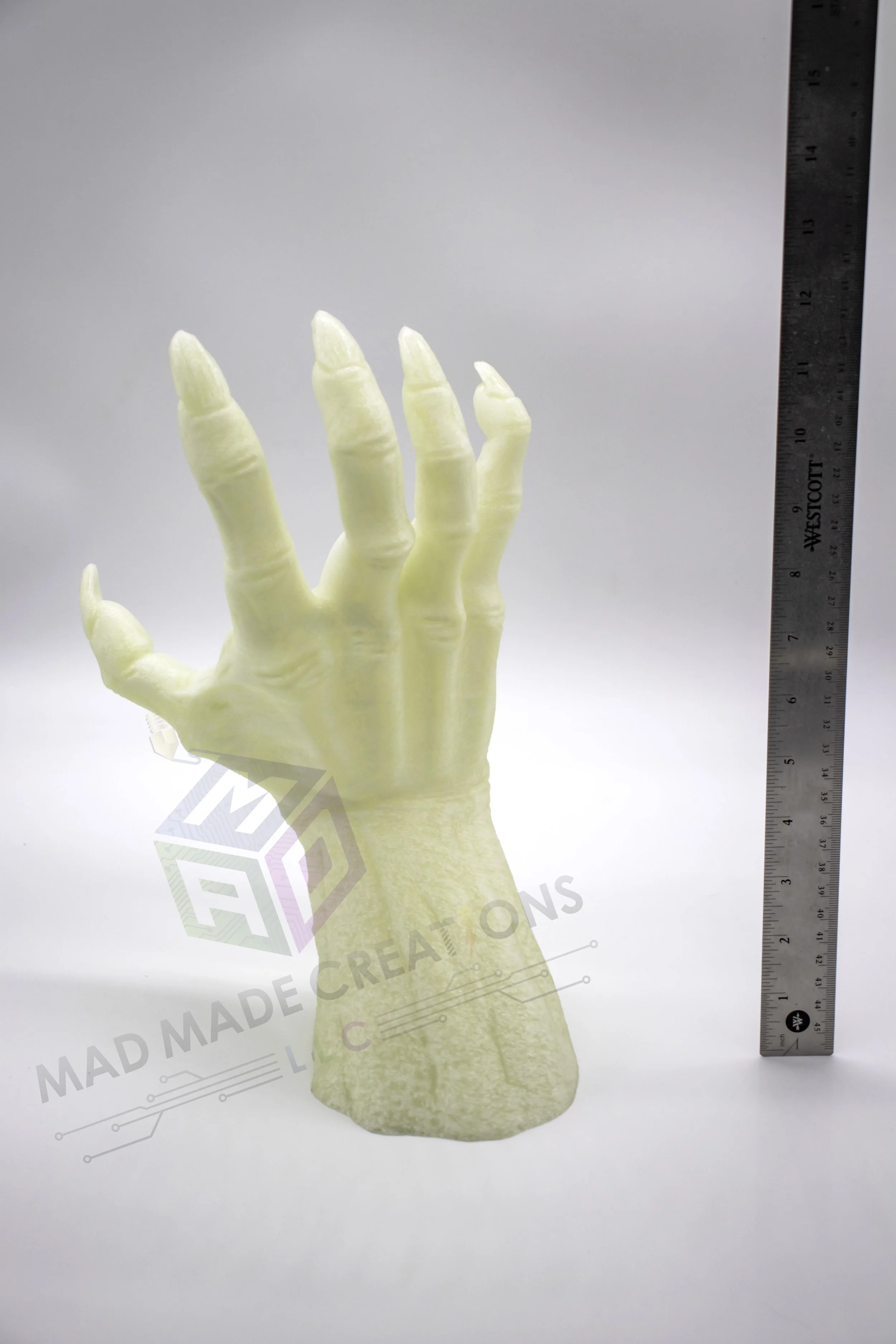 green-12inch-tall-glow-in-the-dark-halloween-demon-hand-3d-printed-decoration-daylight-with-ruler-mad-made-creations.jpg