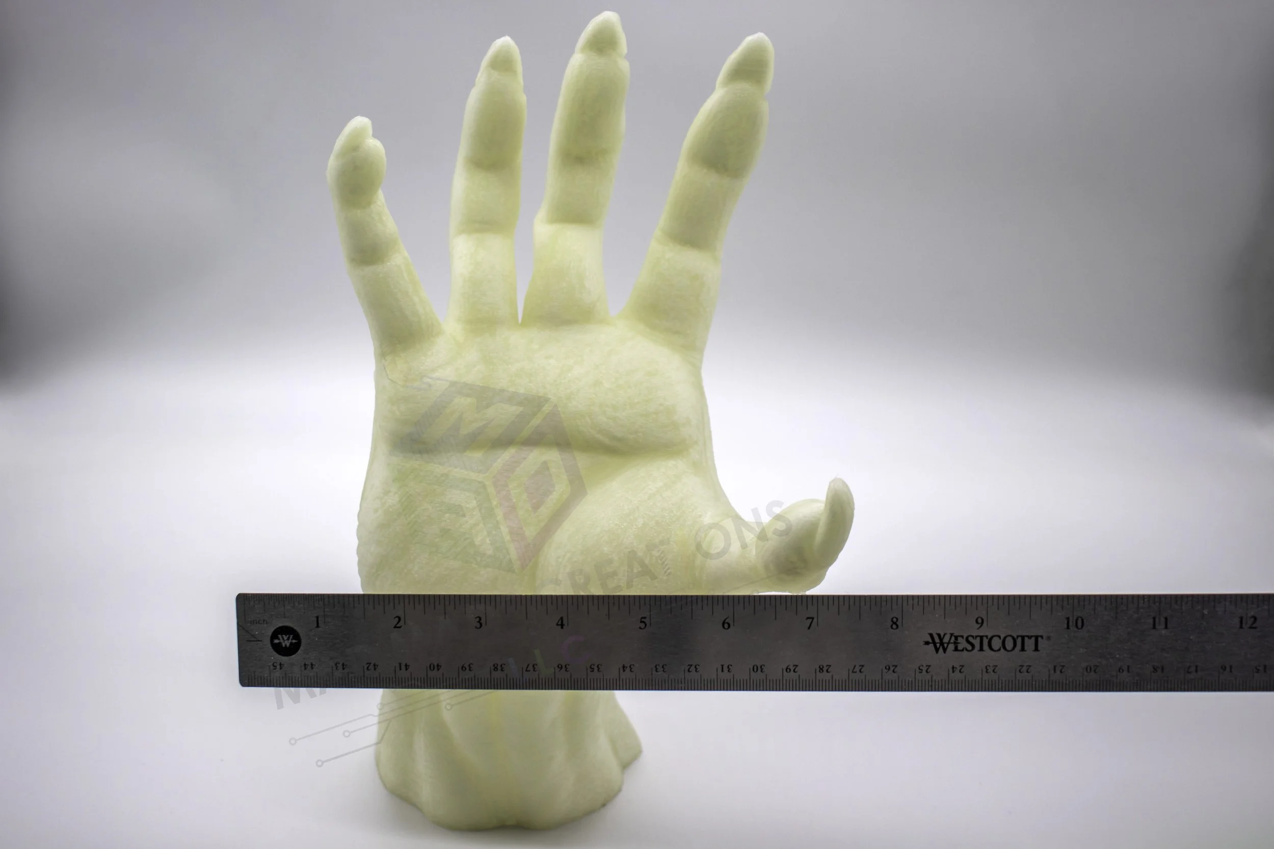 green-12inch-tall-glow-in-the-dark-halloween-demon-hand-3d-printed-palm-view-daylight-width-ruler-mad-made-creations.jpg