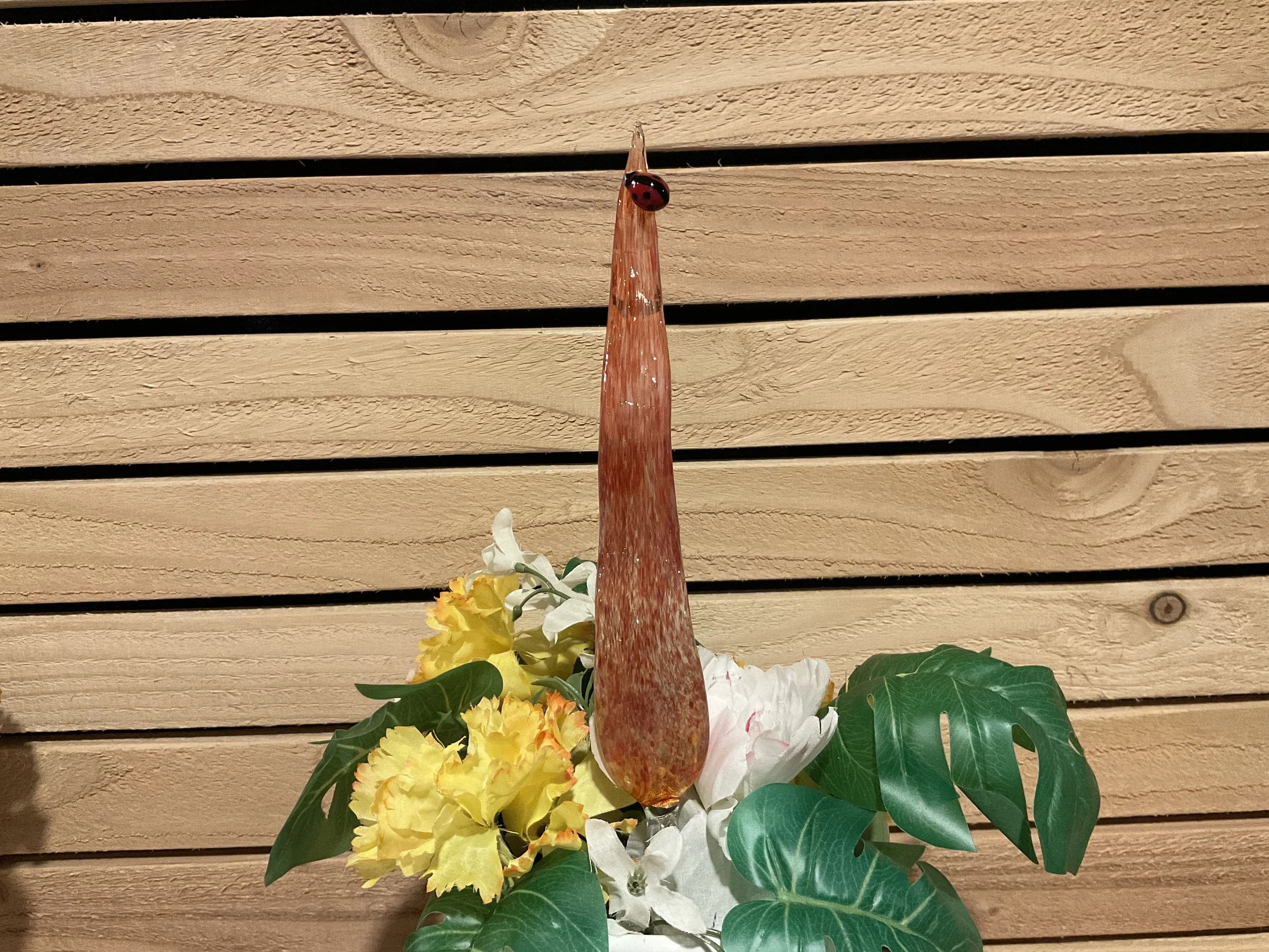 Glass Garden Art w/ lady bug 9’’