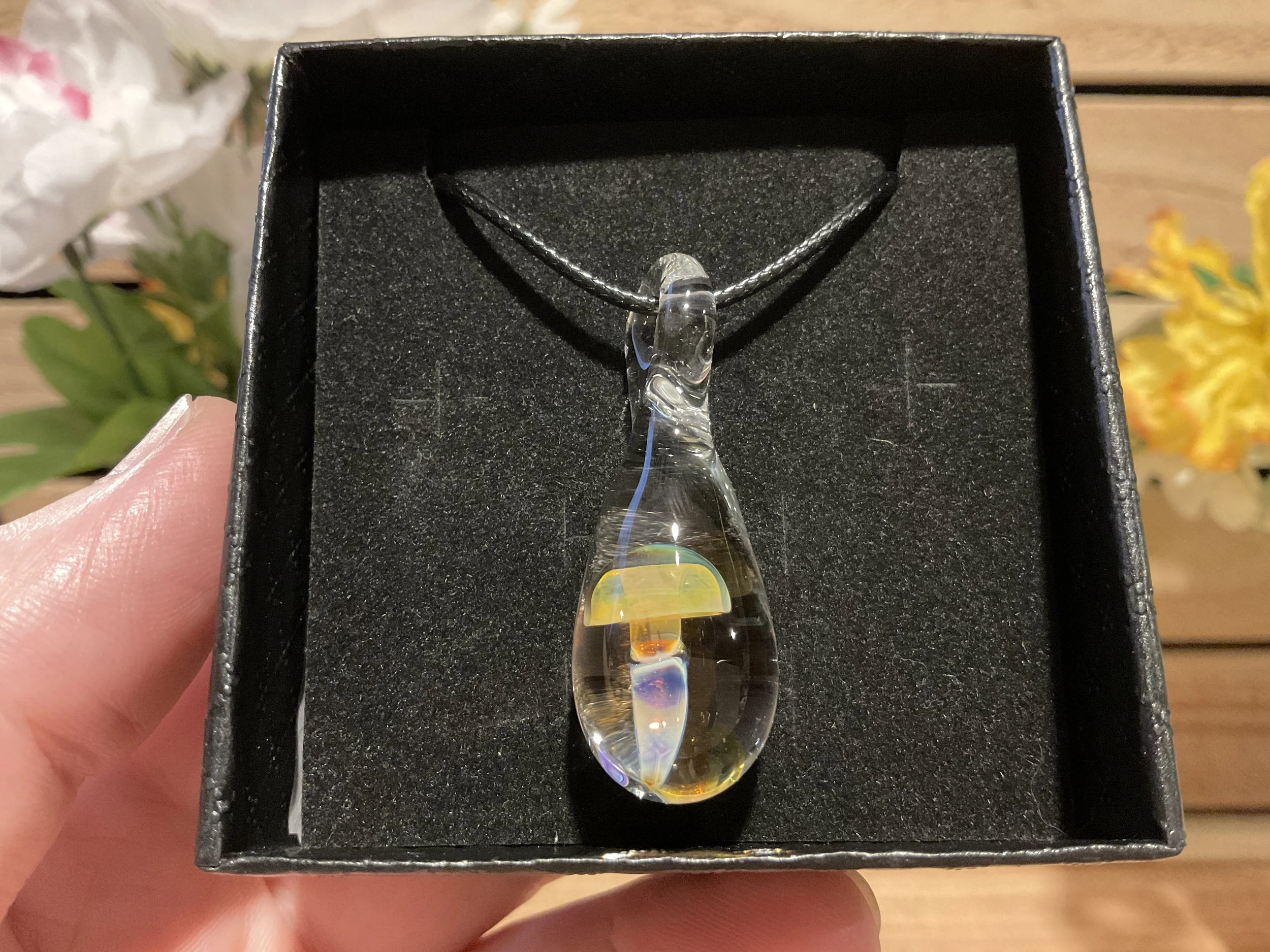 Implosion Mushroom Pendant - Amber Purple