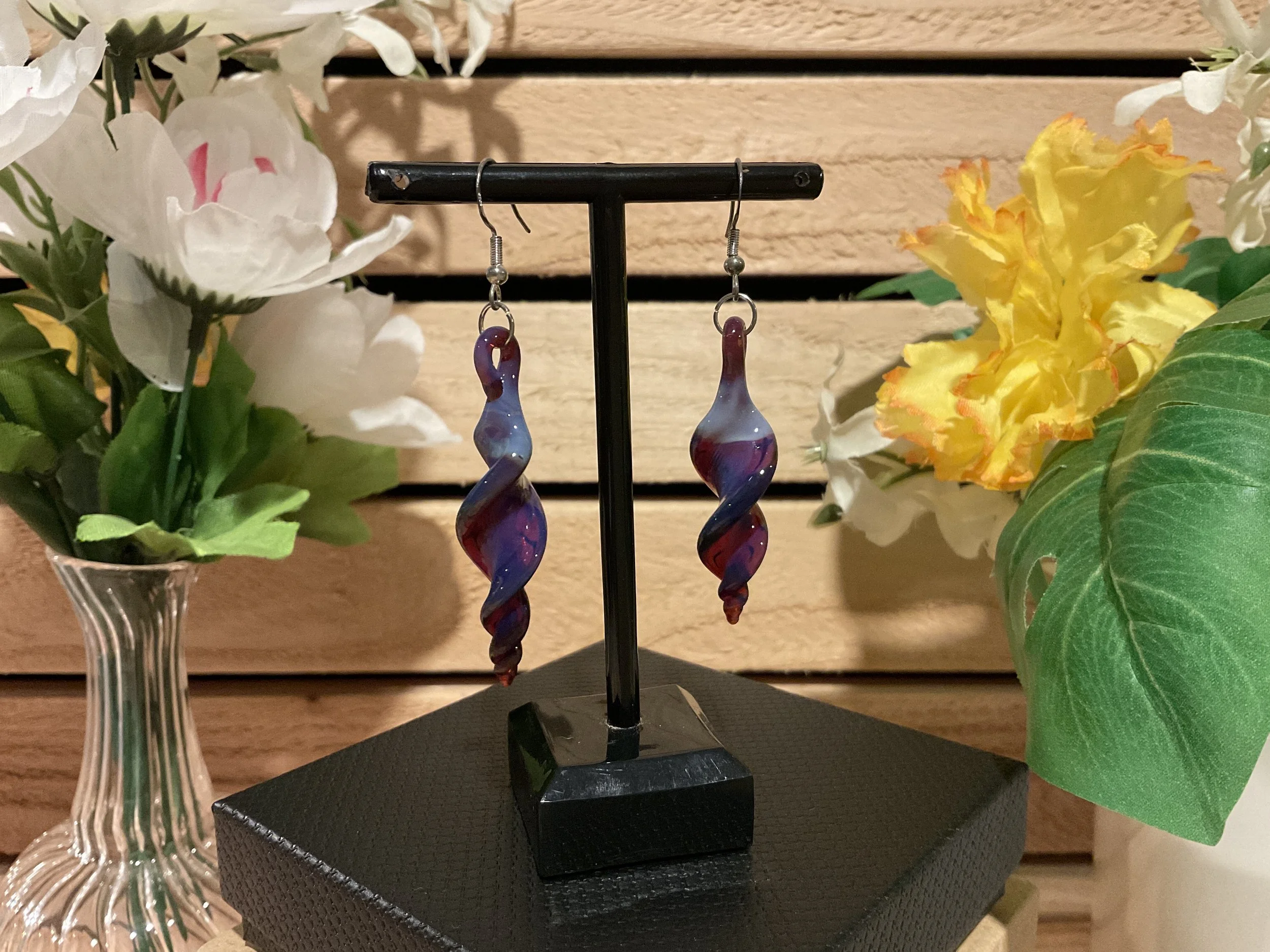 Twist earrings - purple / blue