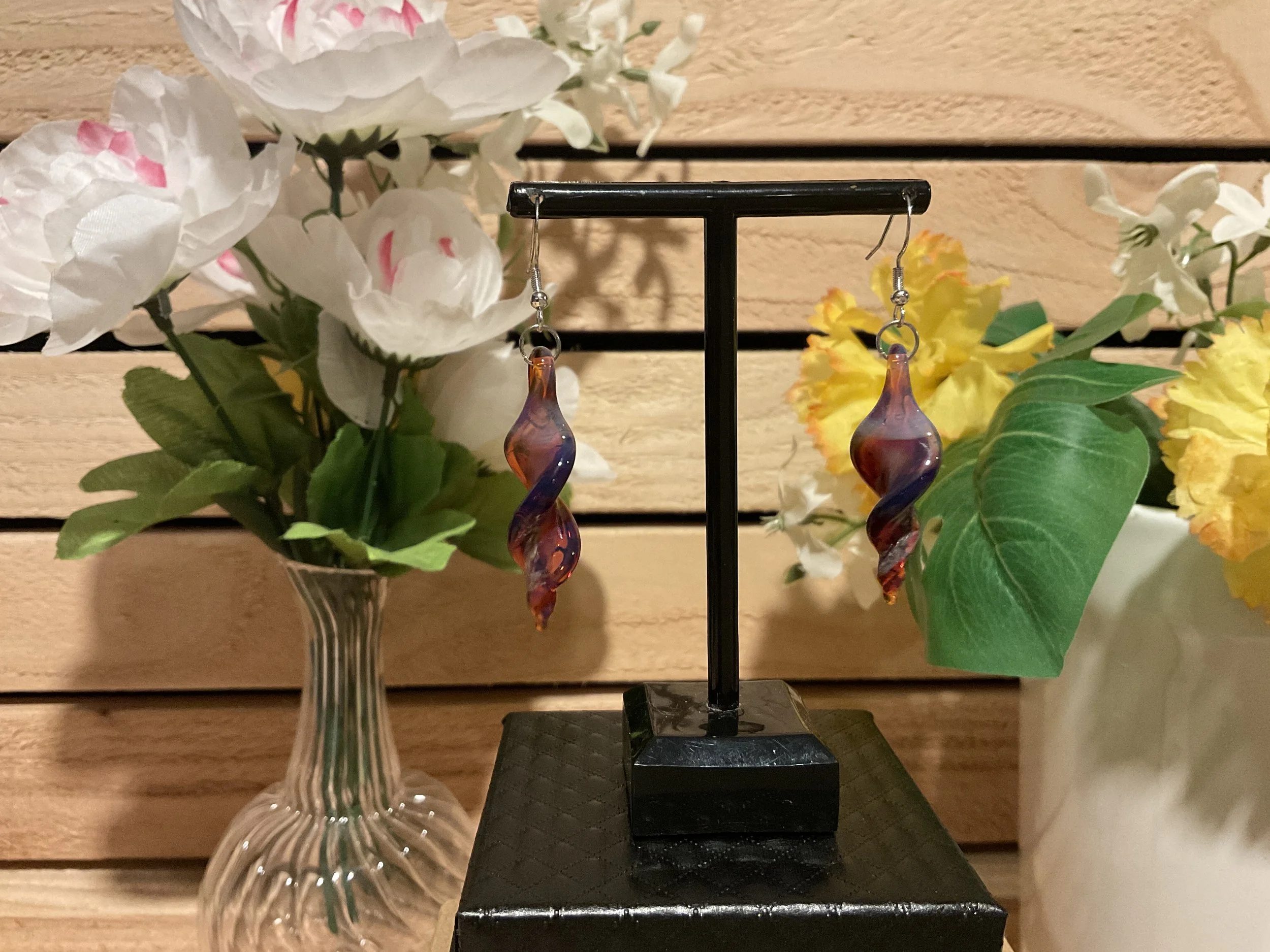 Amber Purple Twist Earrings