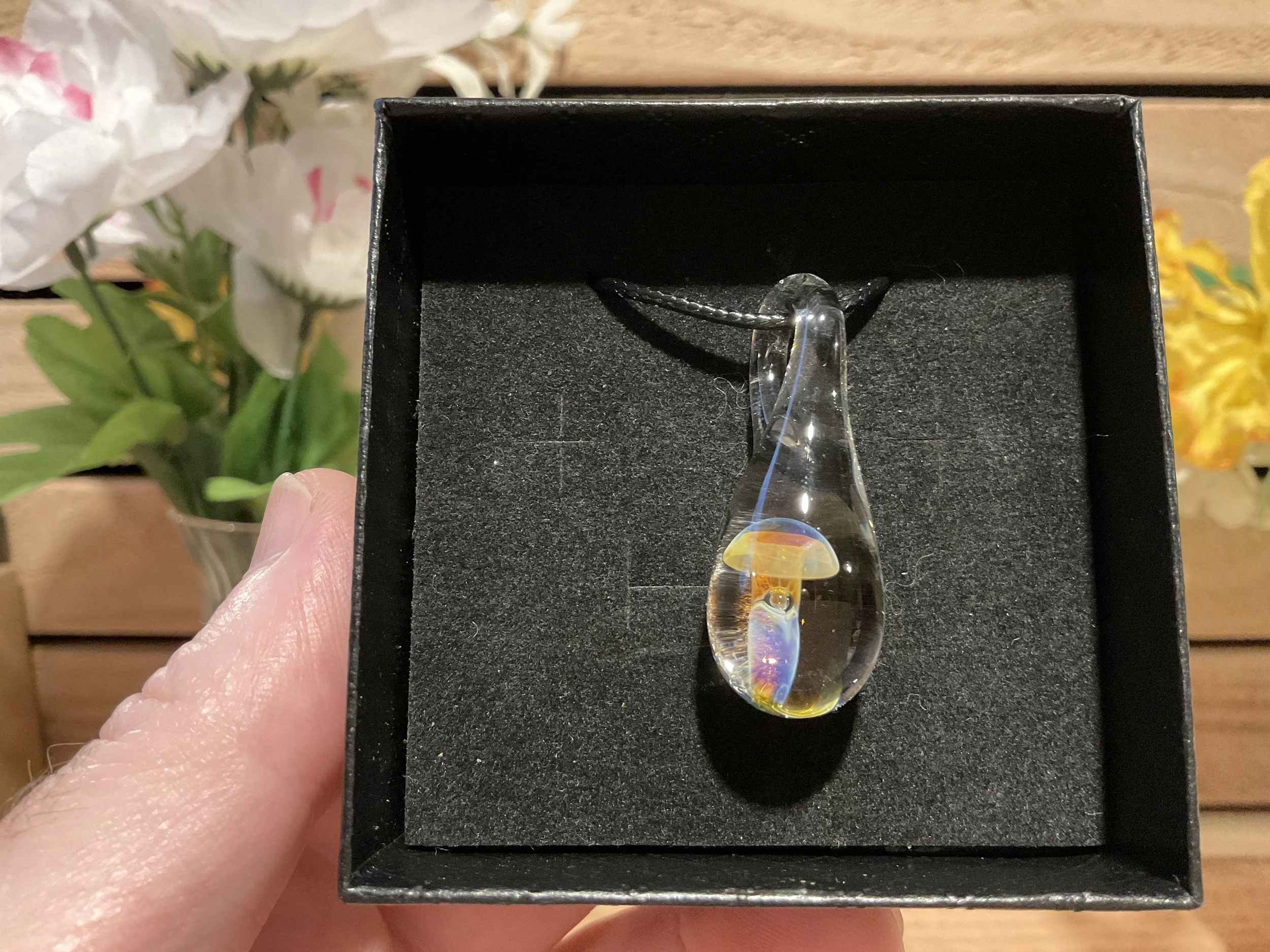 Implosion Mushroom Pendant - Amber Purple