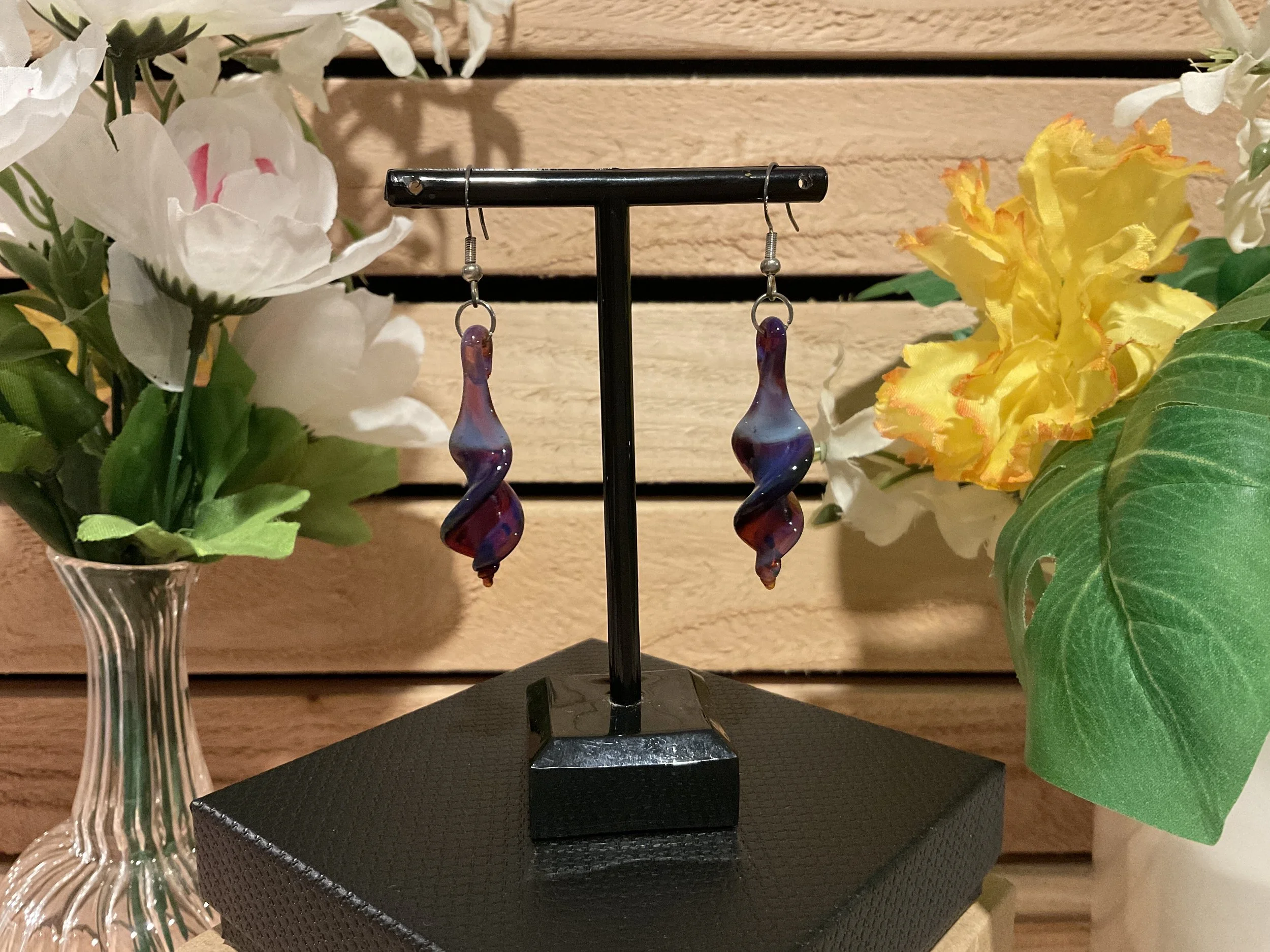 Twist earrings - purple / blue