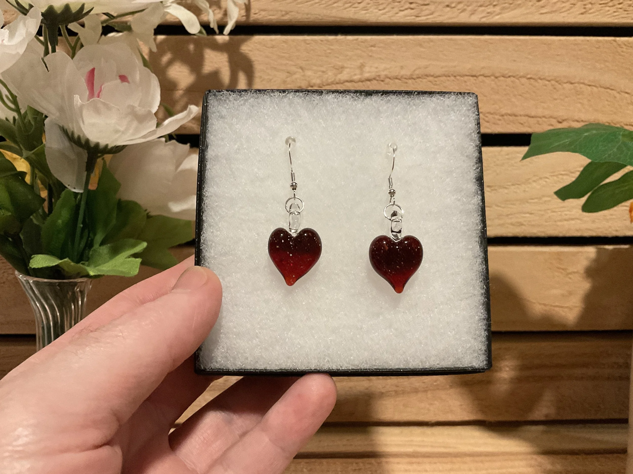 Heart Earrings - Red Blizzard