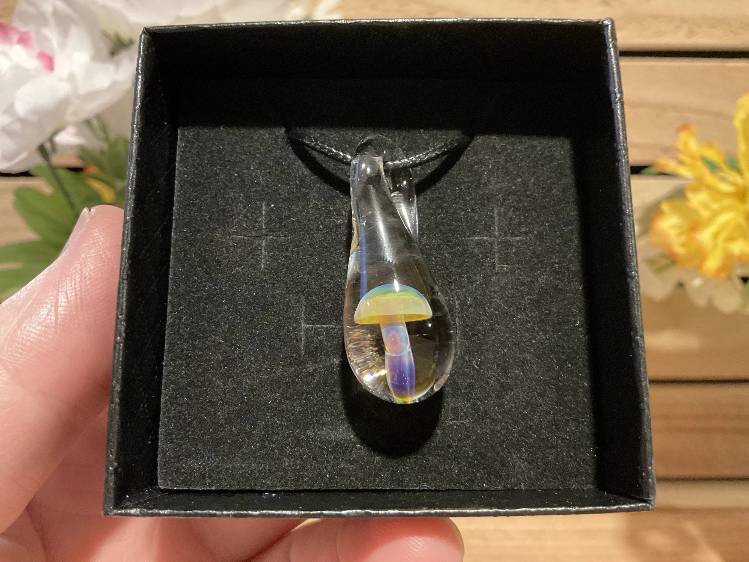 Implosion Mushroom Pendant - Amber purple