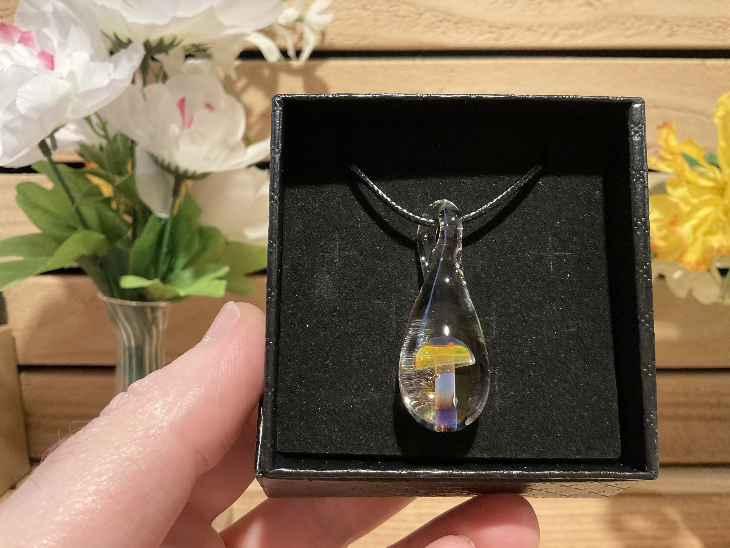 Implosion Mushroom Pendant - Amber Purple