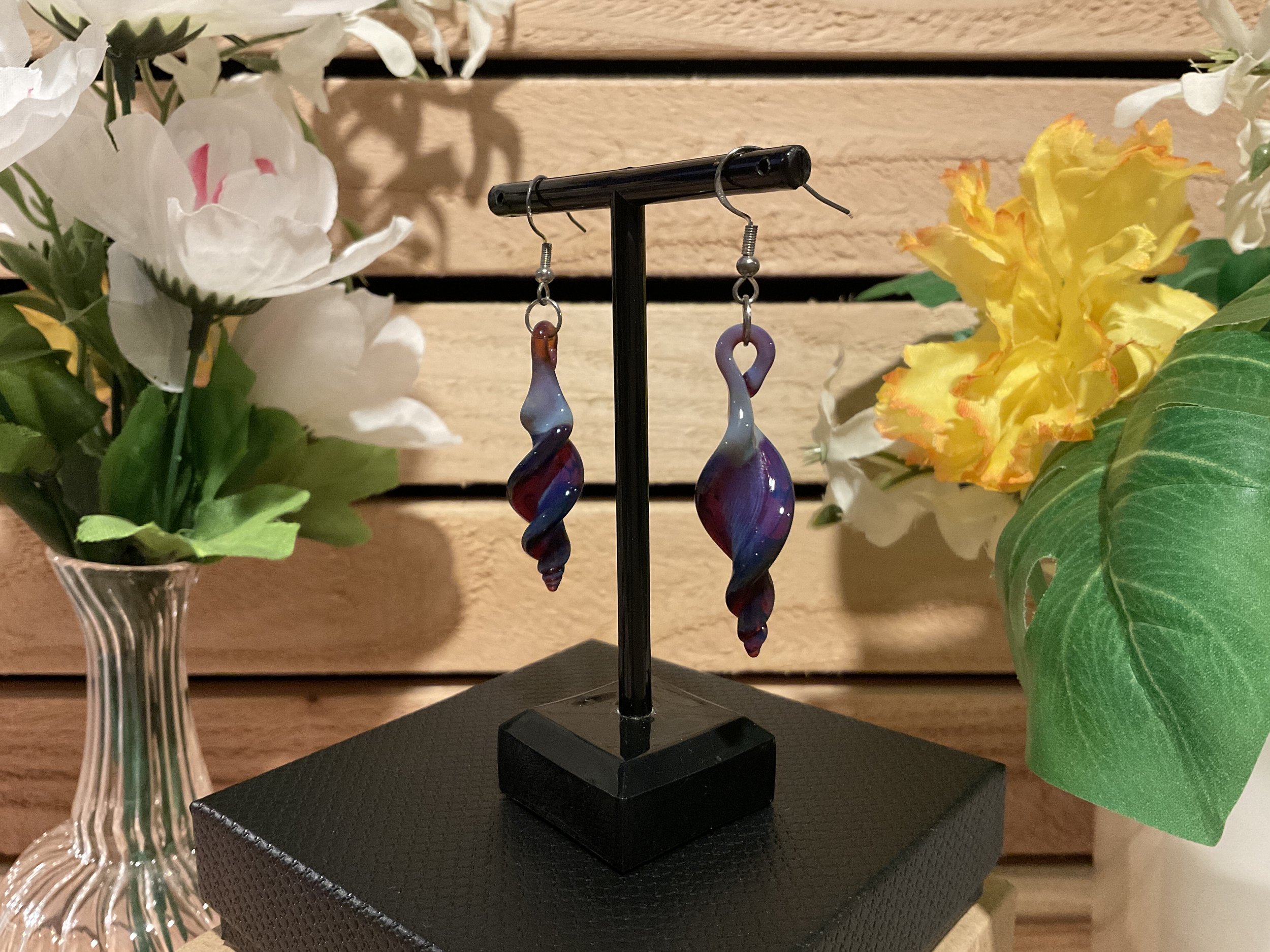Twist earrings - purple / blue