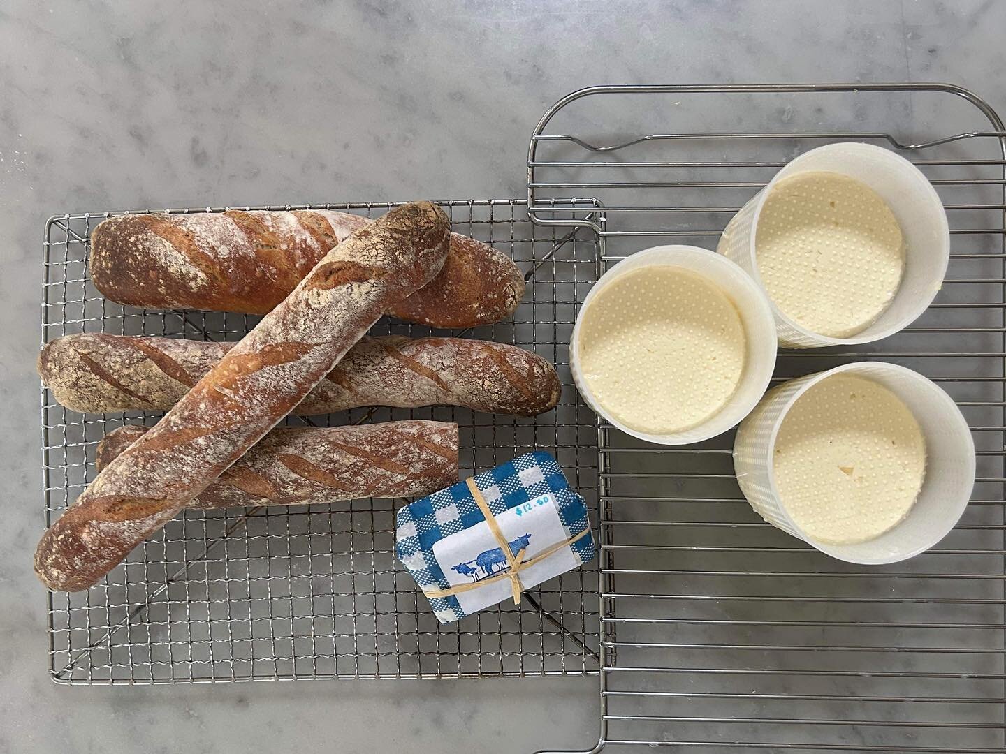 Home made mini baguettes, Camembert in the process &amp; butter from @dairylane1