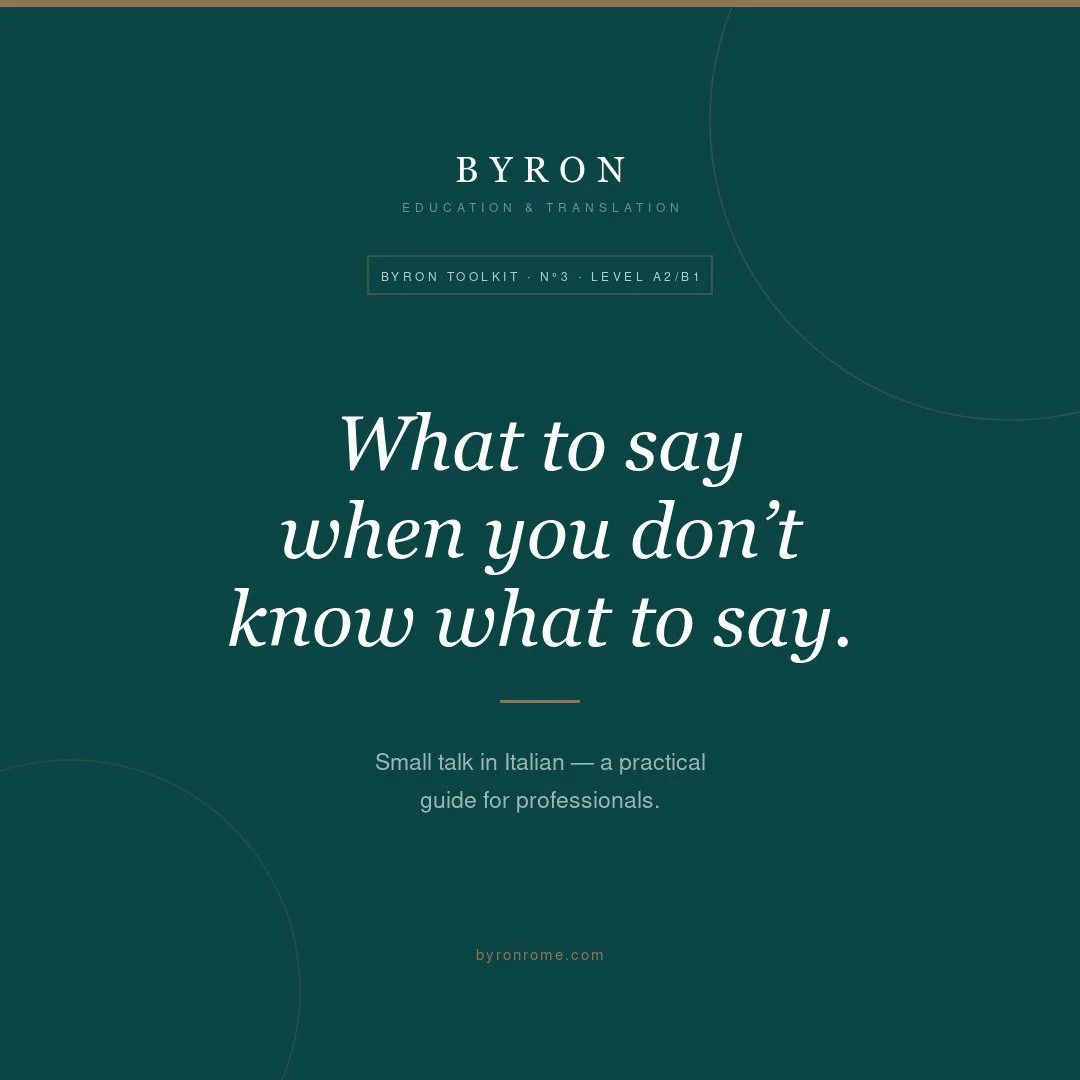 Small Talk in Italian: Free Practical Guide | Byron Toolkit