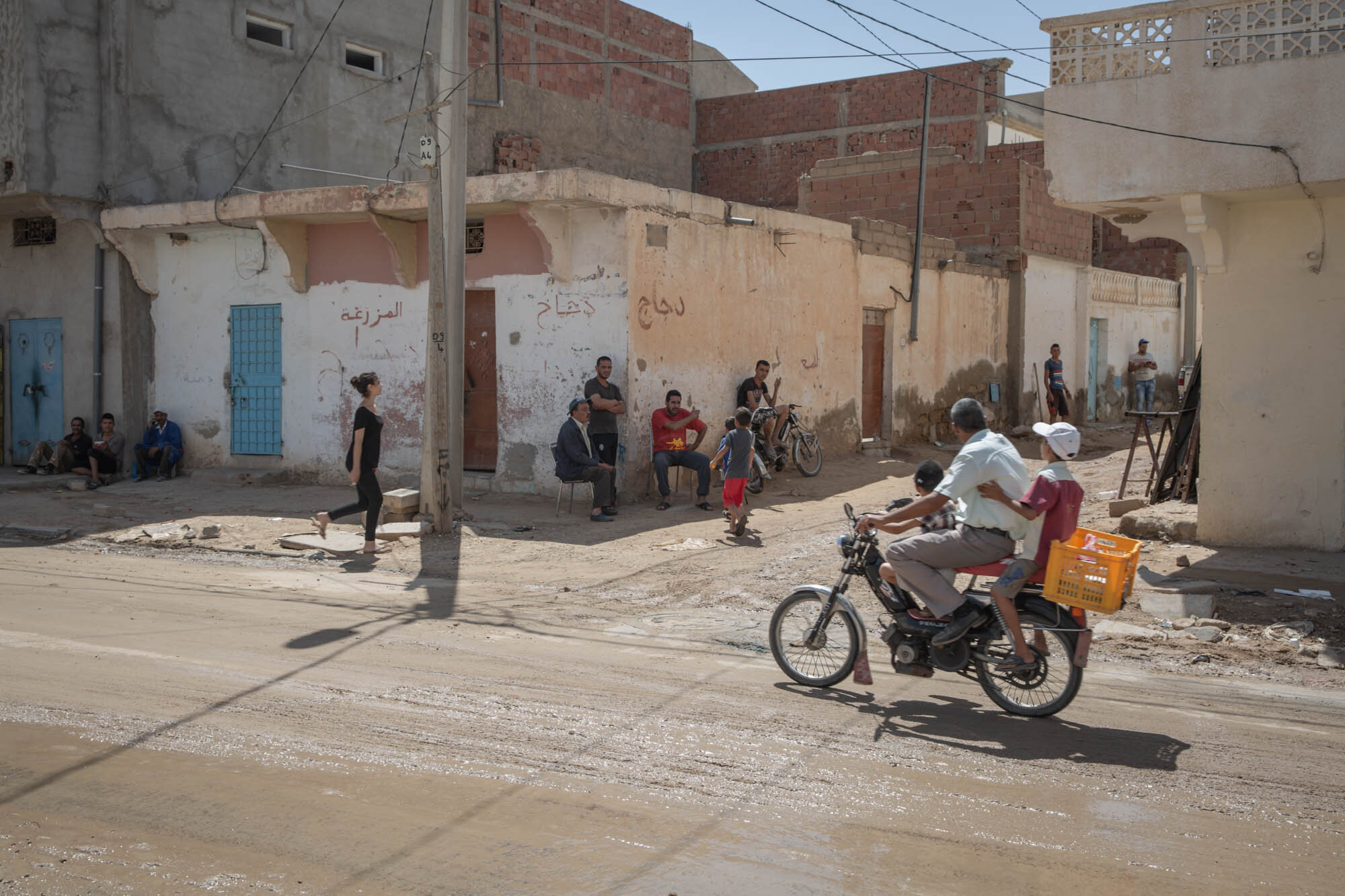 Local people on the streets of Kasserine, in west Tunisia