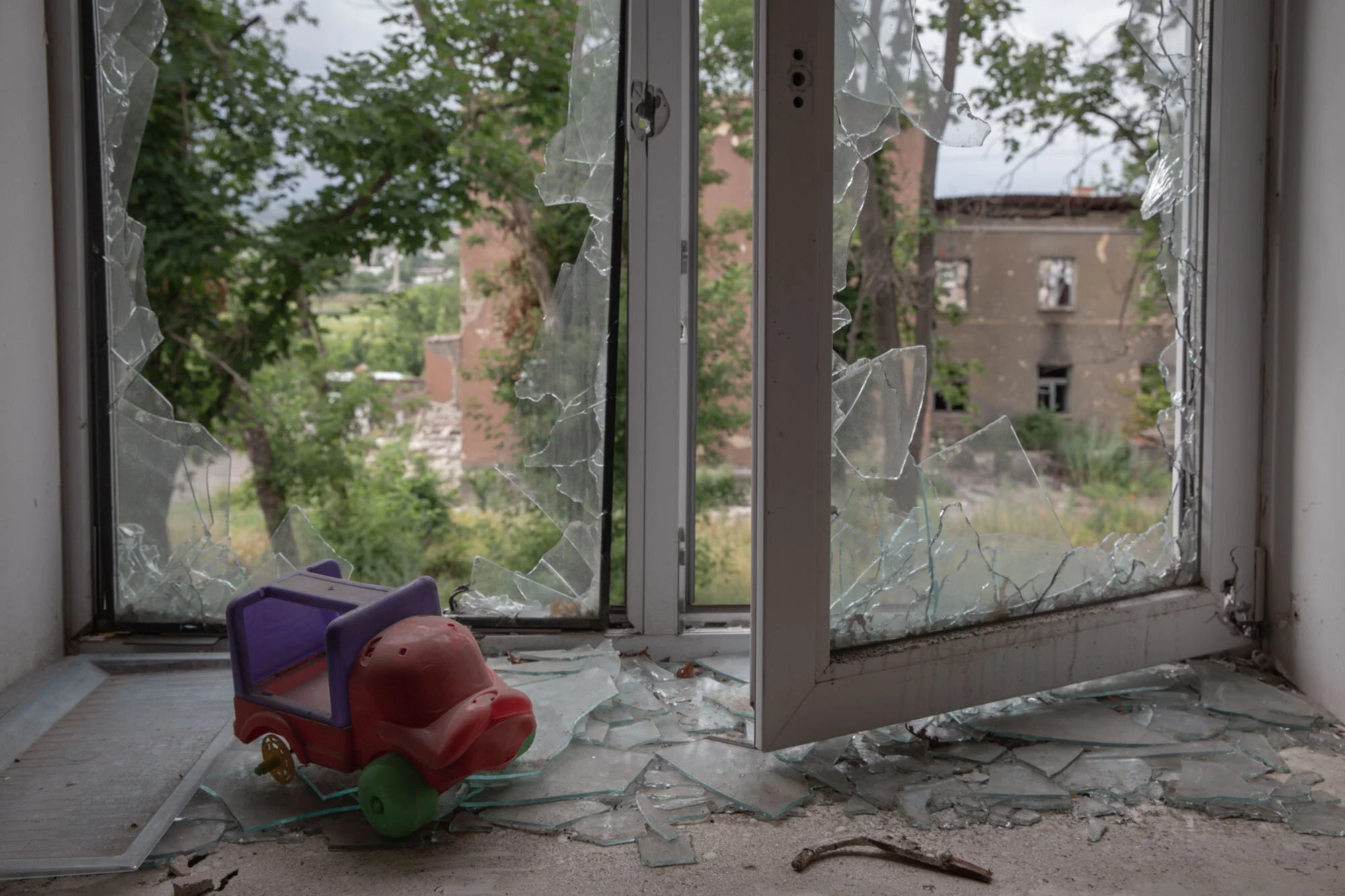 Most of the town, including the local hospital, has been destroyed as a result of rebels being pushed back