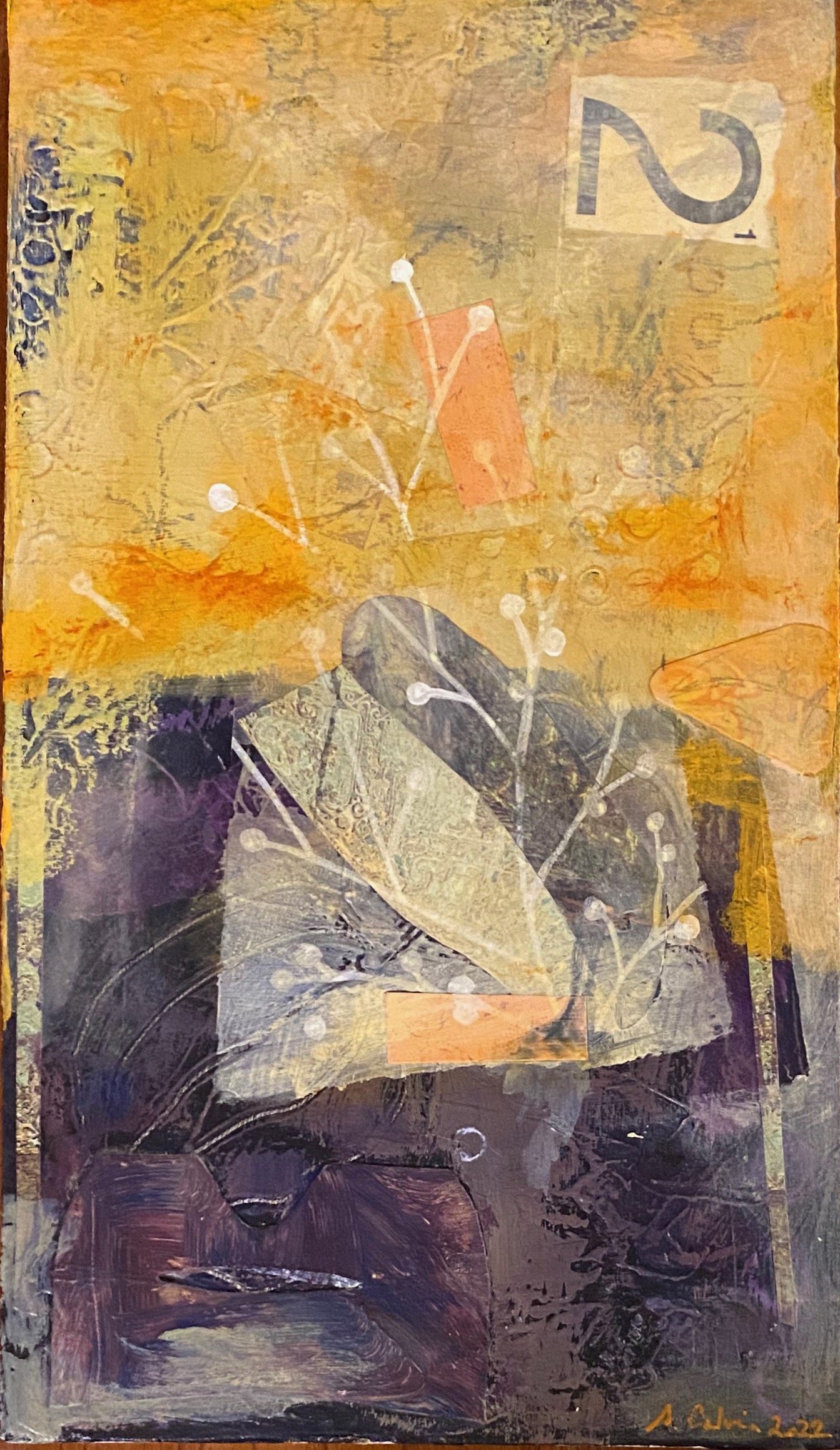 Violet split complimentary, triptych 2 panel a