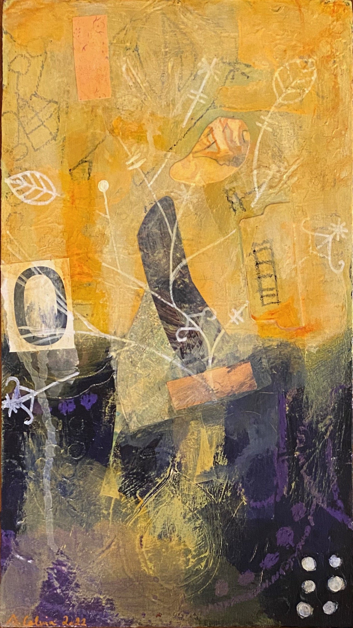 Violet split complimentary, triptych 2 panel c