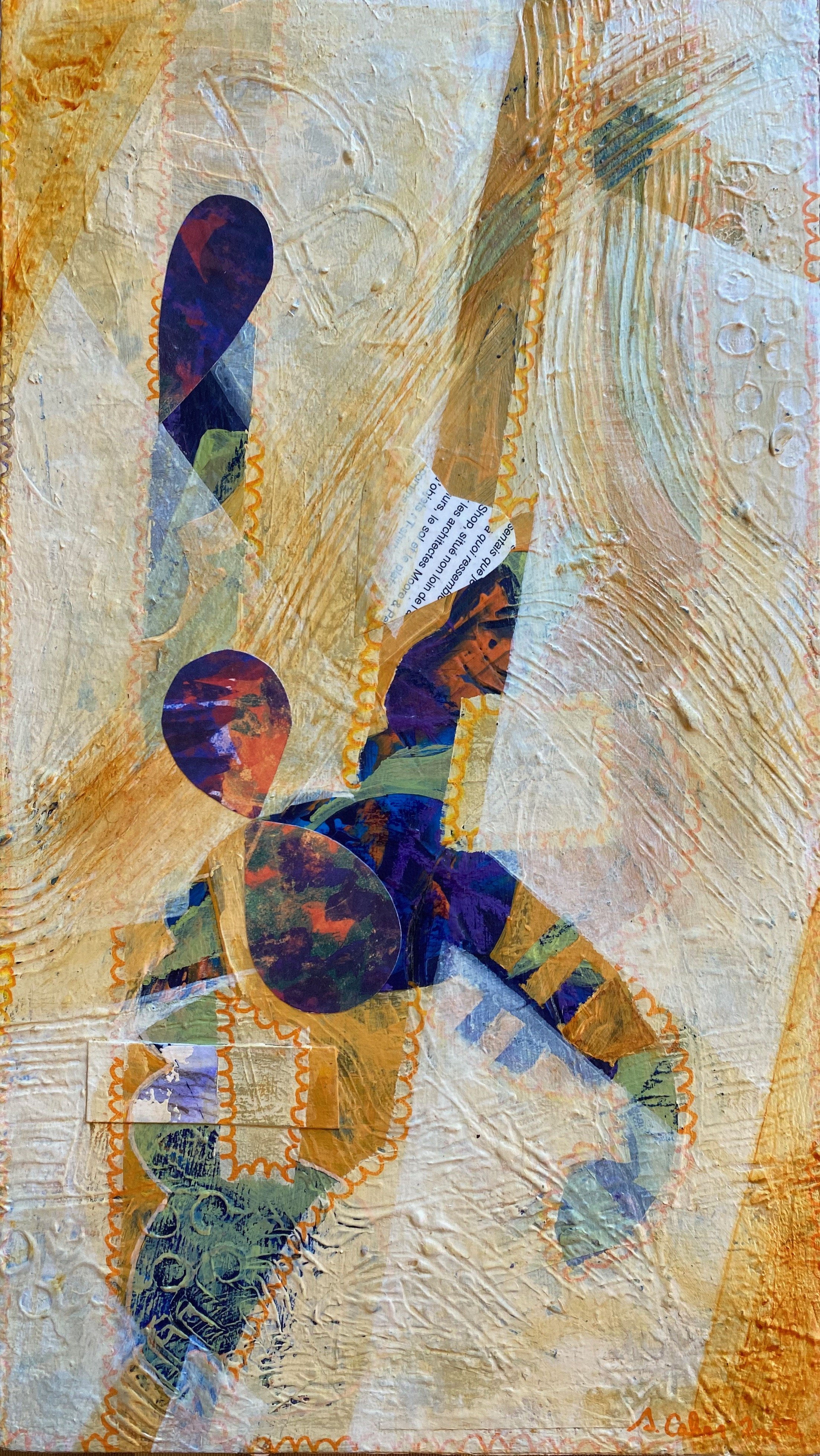 Violet split complimentary, triptych 3 panel a
