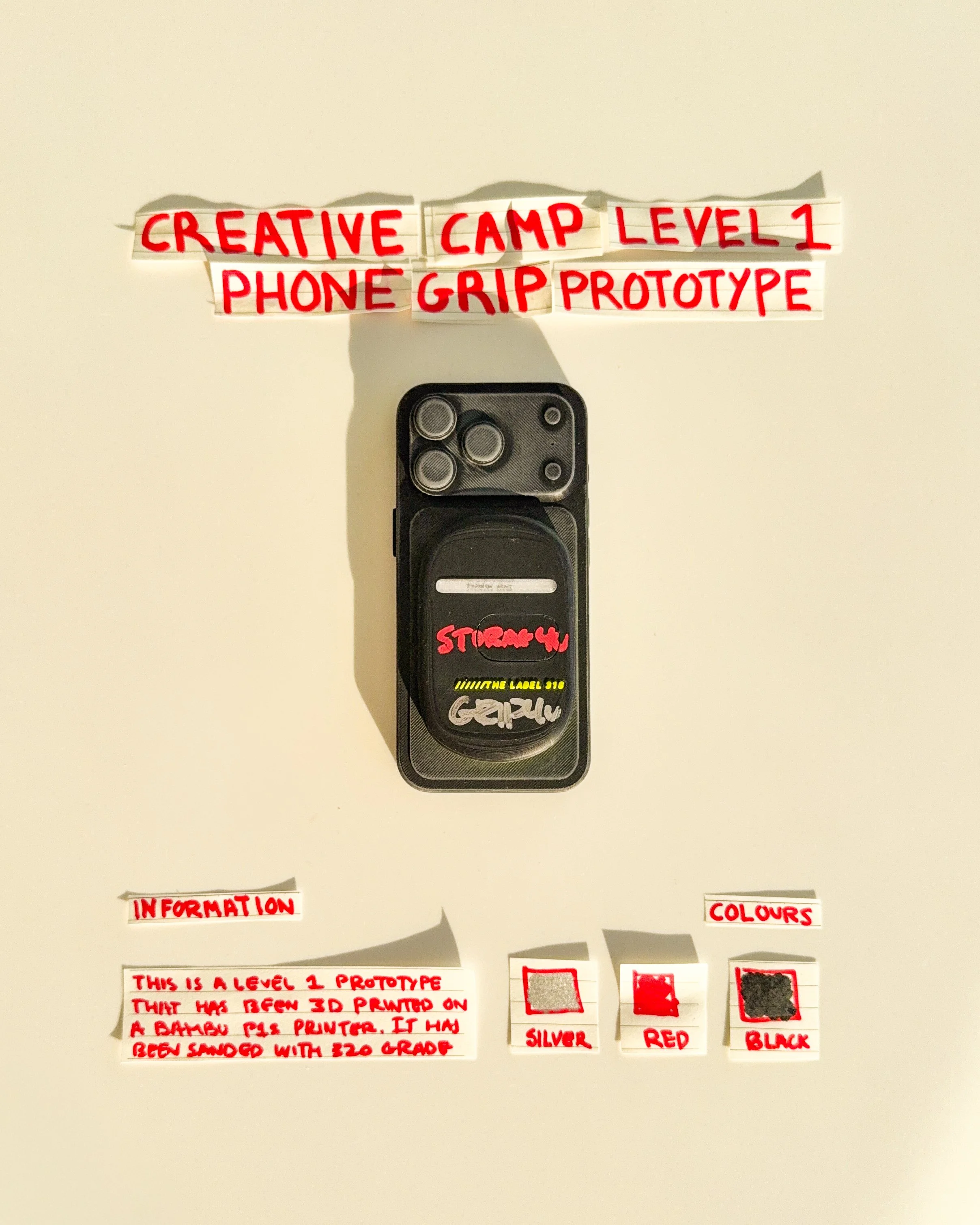 Creative Camp is an open studio for testing ideas, shapes and details around GripForYou®. It follows product from loose thoughts to physical prototypes, keeping the process visible, simple and unfinished while each decision becomes clearer through ma