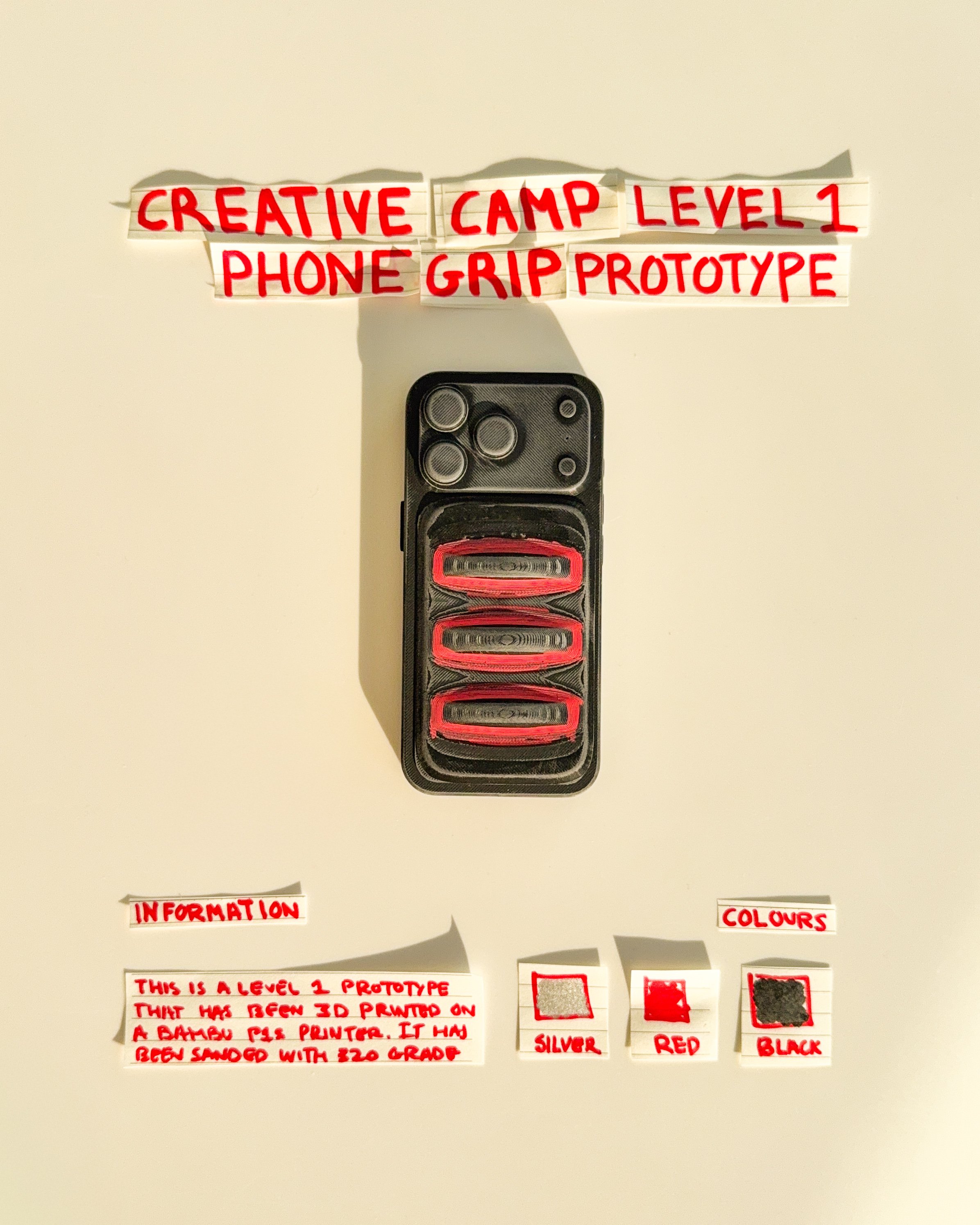 Creative Camp is an open studio for testing ideas, shapes and details around GripForYou®. It follows product from loose thoughts to physical prototypes, keeping the process visible, simple and unfinished while each decision becomes clearer through ma