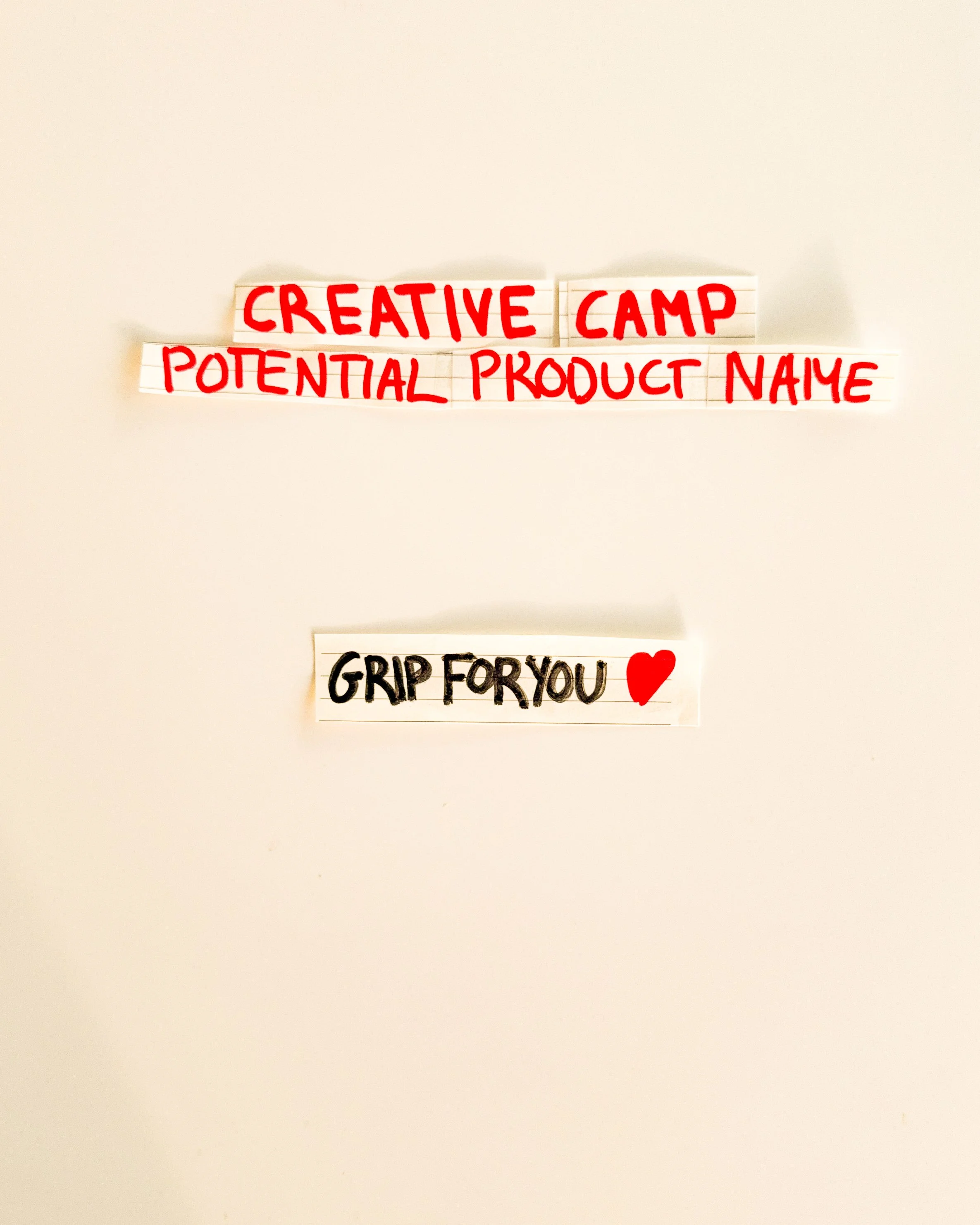 Creative Camp is an open studio for testing ideas, shapes and details around GripForYou®. It follows product from loose thoughts to physical prototypes, keeping the process visible, simple and unfinished while each decision becomes clearer through ma