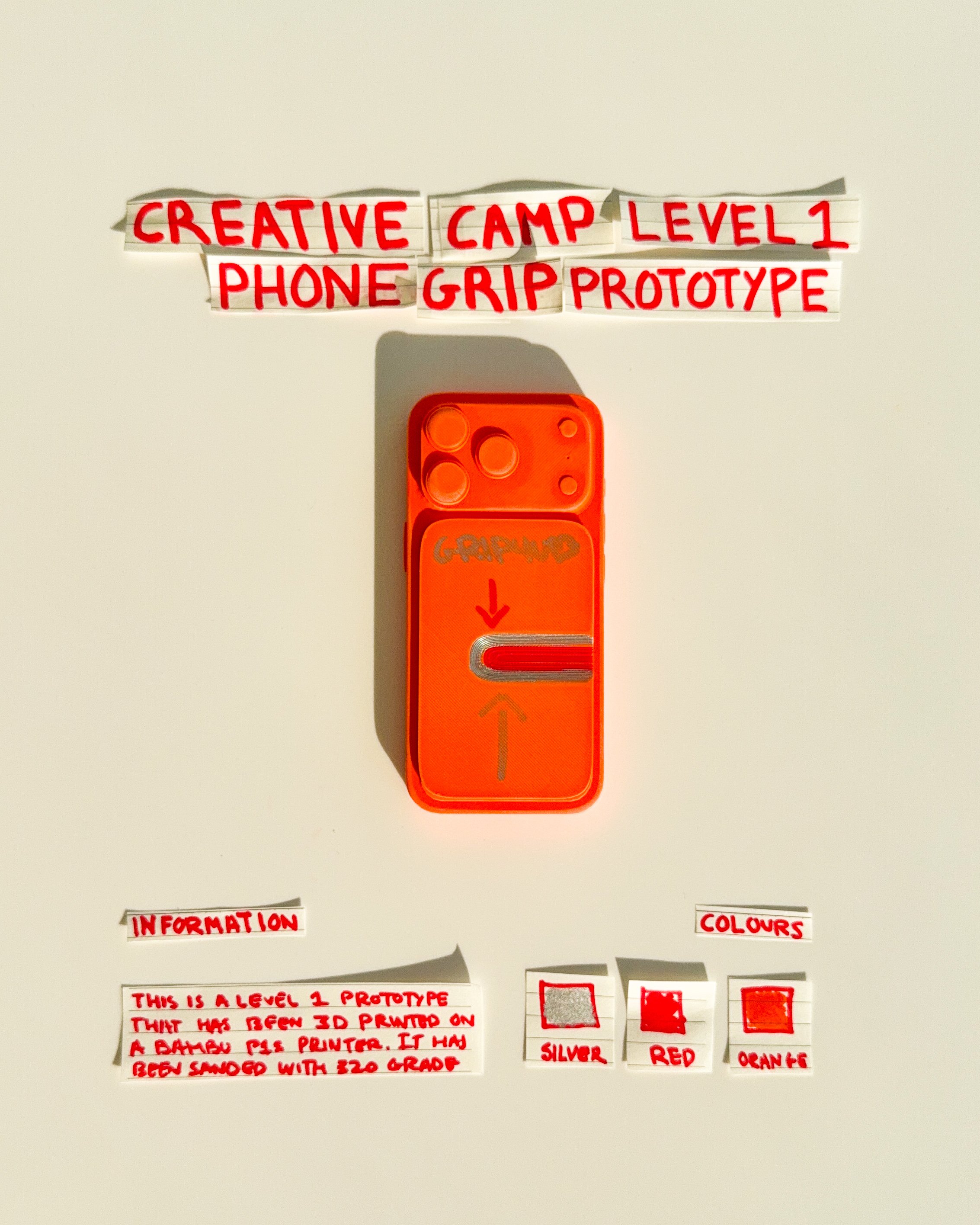 Creative Camp is an open studio for testing ideas, shapes and details around GripForYou®. It follows product from loose thoughts to physical prototypes, keeping the process visible, simple and unfinished while each decision becomes clearer through ma