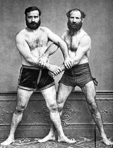 Two Wrestlers Holding Arms.jpg