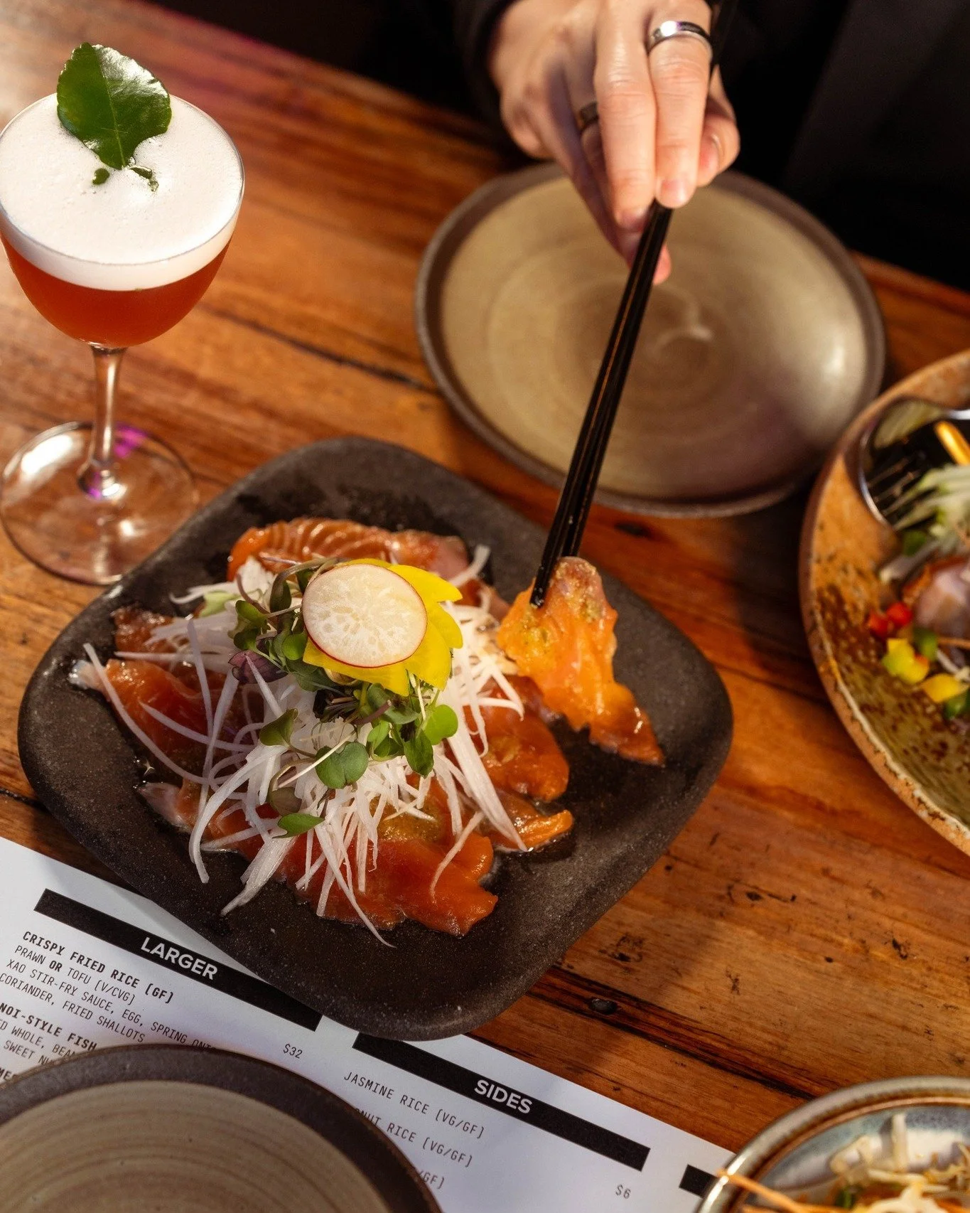 Spice meets slice &mdash; our spicy salmon sashimi hits different!