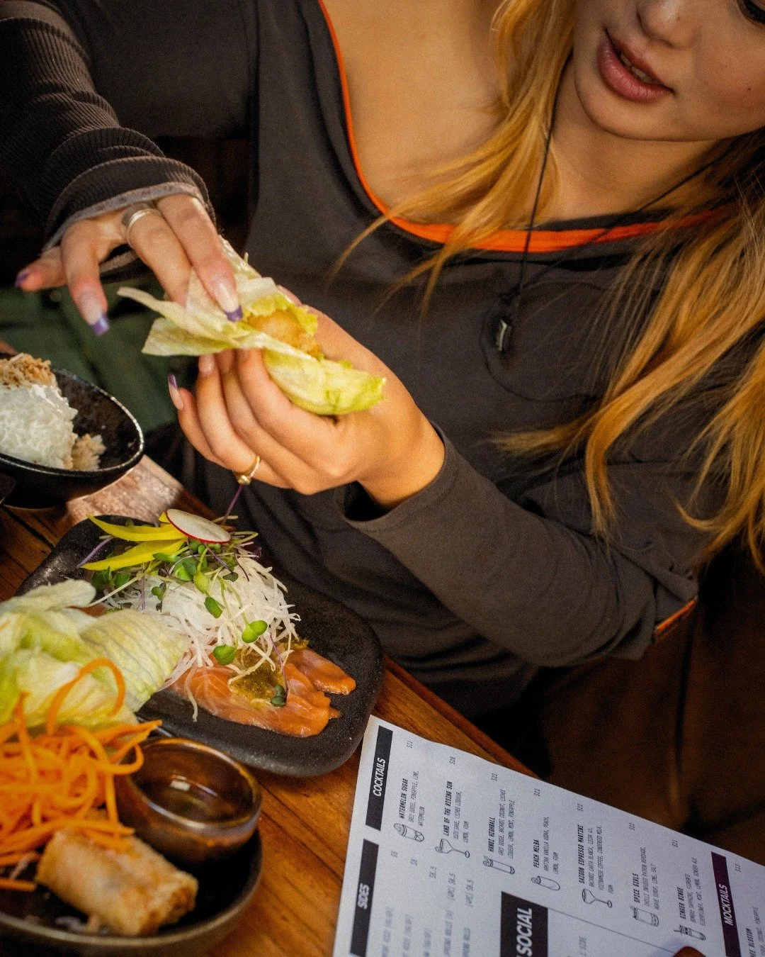 Get messy with it! Vietnamese is enjoyed best with your hands and all the toppings.