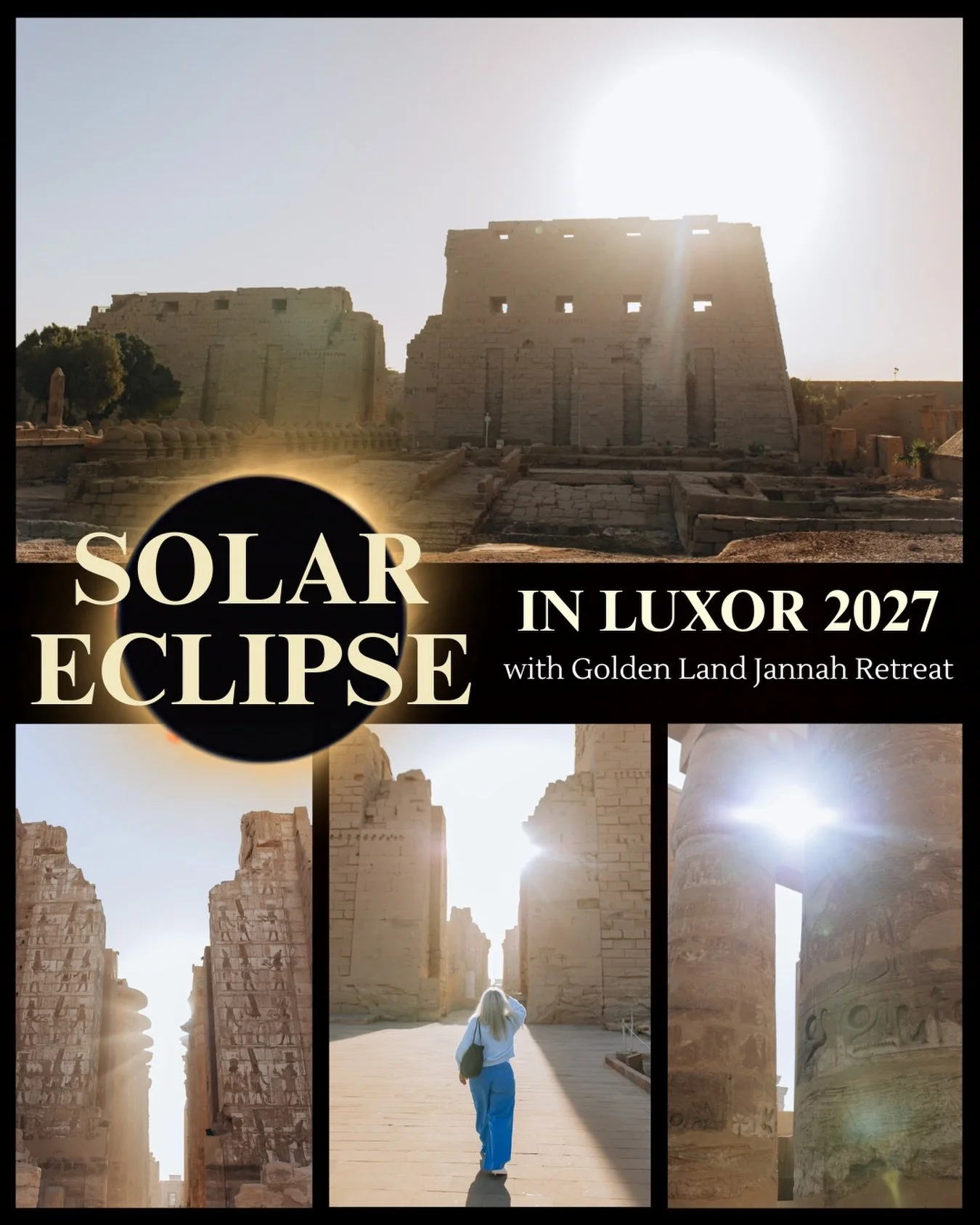 All eyes will be on Luxor, Egypt in 2027 ☀️🌑

On 2nd August 2027, Luxor will experience a total solar eclipse, with an extraordinary 6 minutes and 22 seconds of totality predicted over the city.

Now imagine experiencing that in a place already surr