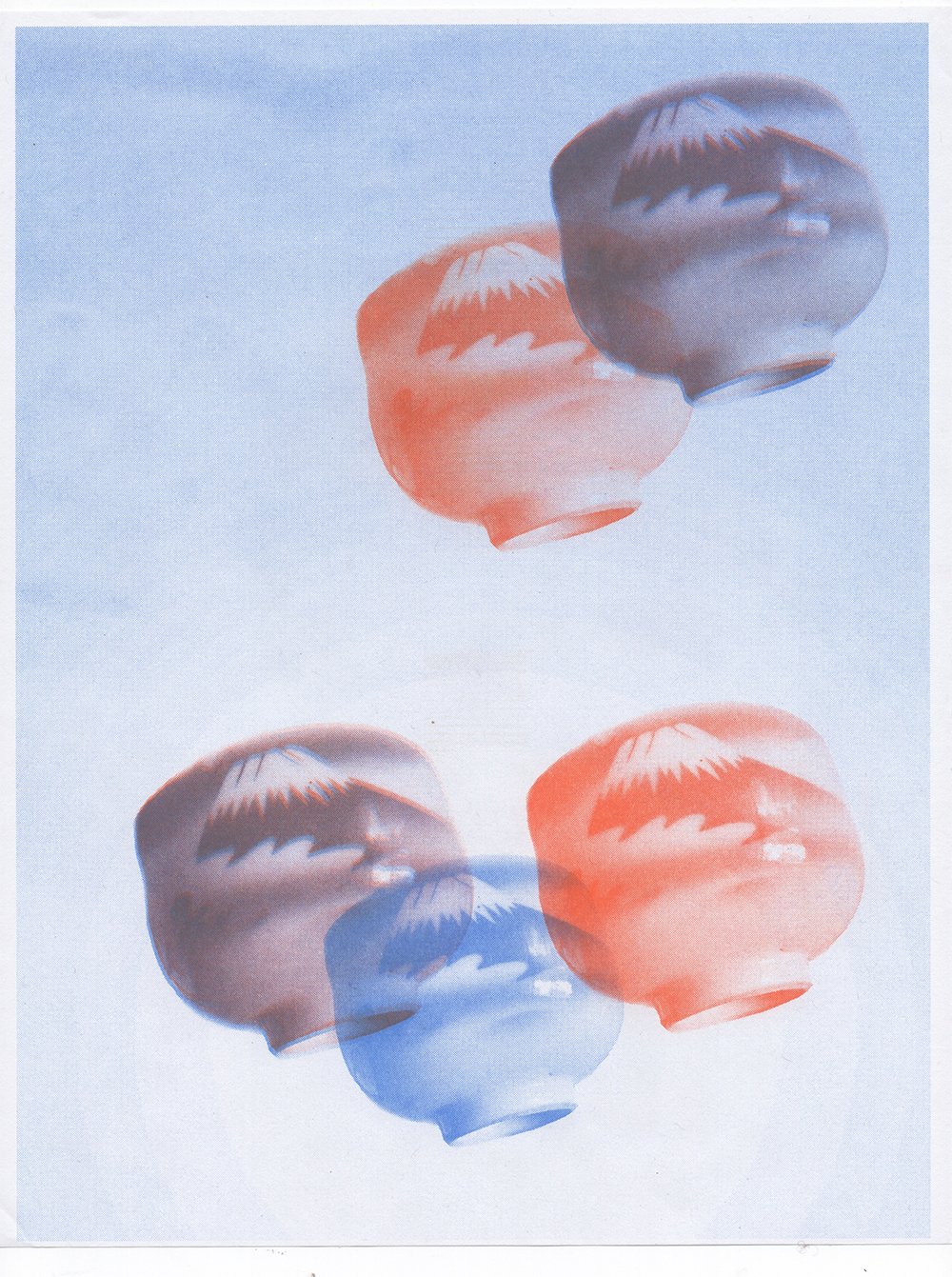 shochiku floating teacups/ 松竹 (blue variation)