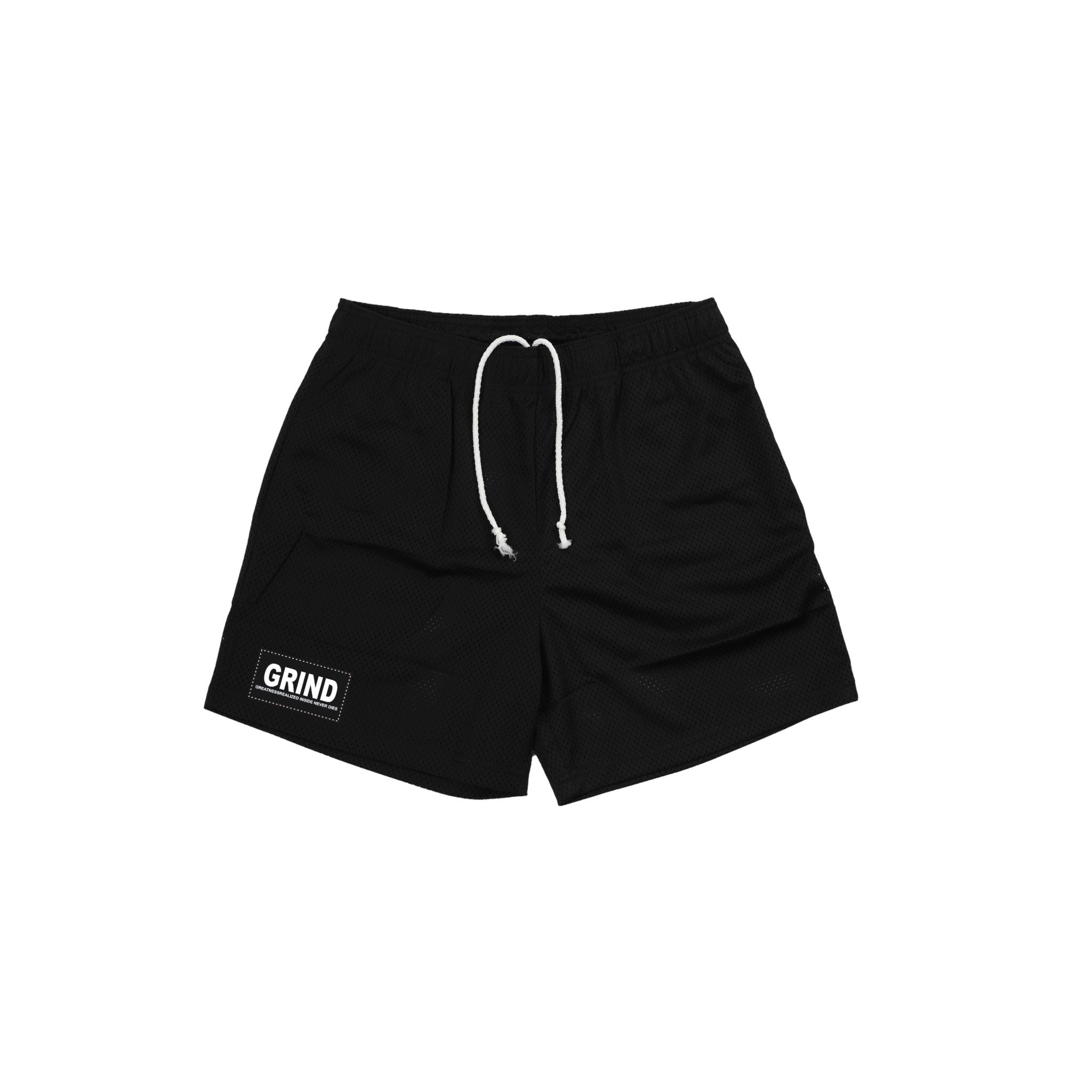 Solid Black Mesh Shorts
