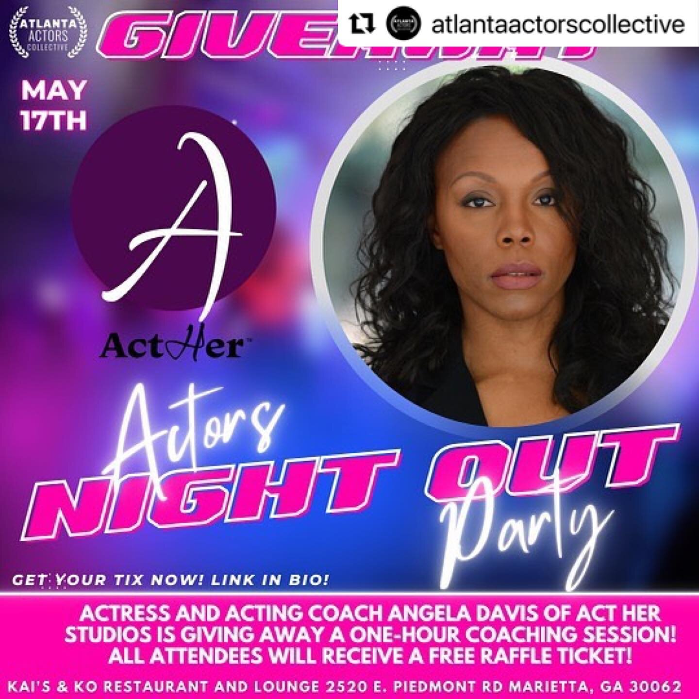 Will I see you here tonight!!? 
Let&rsquo;s connect!
#atlantaactorsnightout #aac #actHerstudios #actHer #tv #film #wgastrong #fun #connection 

#Repost @atlantaactorscollective with @use.repost
・・・
LET&rsquo;S GET INTO THESE GIVEAWAYS!!! @angeladavis