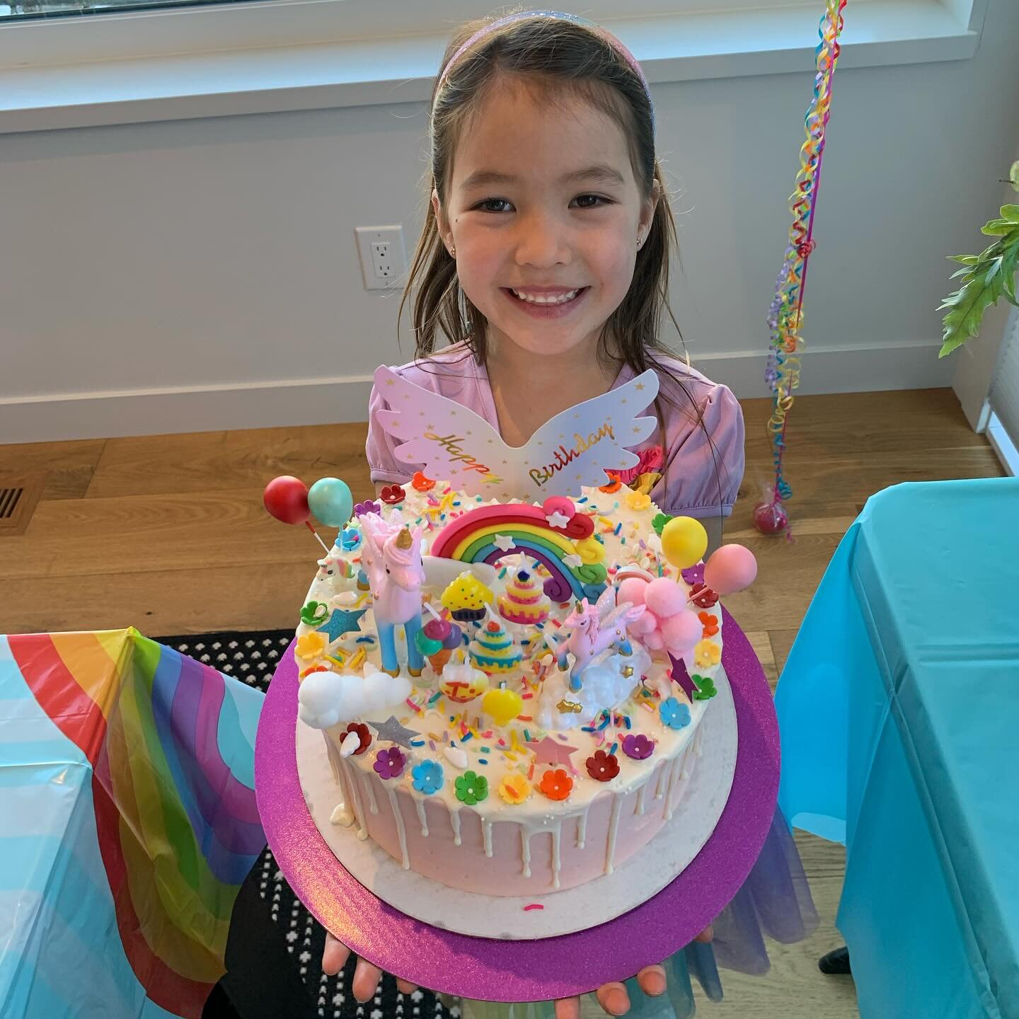 A colourful day, full of 🌈rainbows and love, celebrating our &ldquo;Bright One&rdquo; #LenaGloria 🌺. She is a SPECTACULAR SIX year old 🎉!!! I love you more everyday and in every way ❤️.