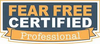 Yellow and blue logo for Fear Free Certified Professional