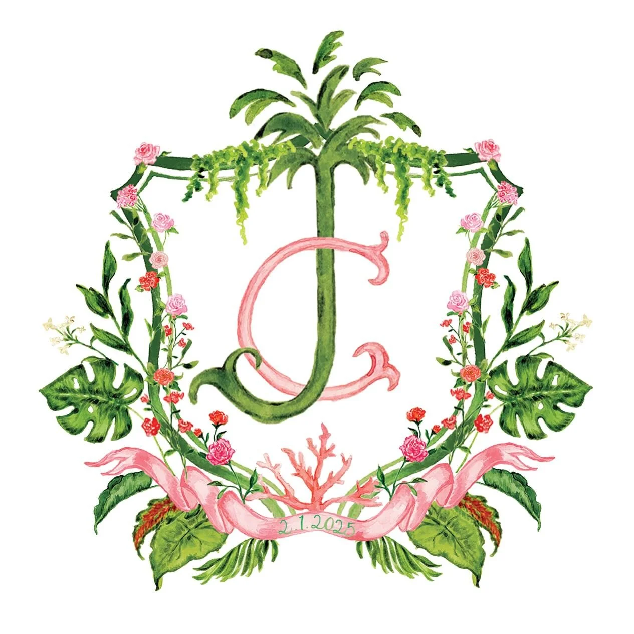 Miami!!! Cannot wait to show you the details of this suite ❤️&zwj;🔥

#miami #crest #wedding #watercolor #fullycustom #painting #annaschwartzart