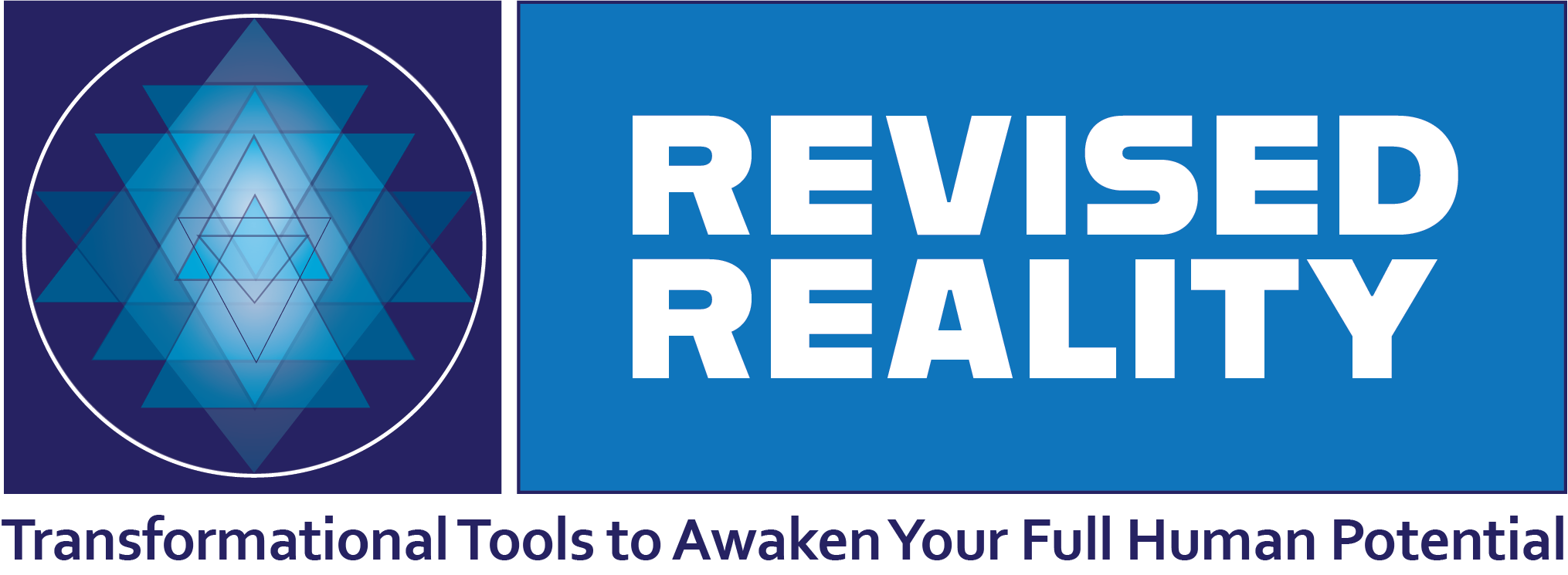 Revised Reality logo featuring a blue geometric star design and the text 'Revised Reality' with the tagline 'Transformational Tools to Awaken Your Full Human Potential'.