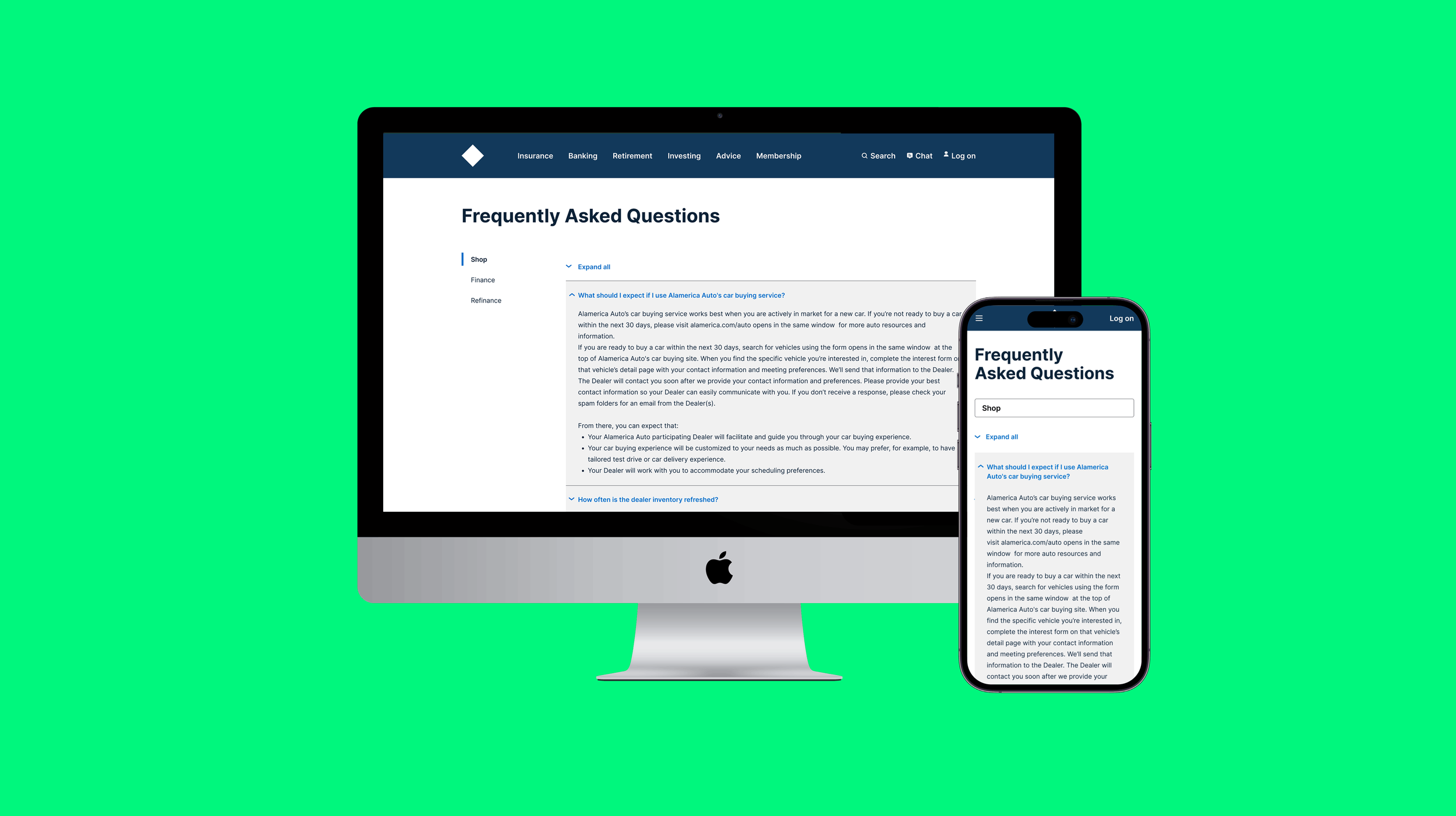 Auto Loan FAQ design