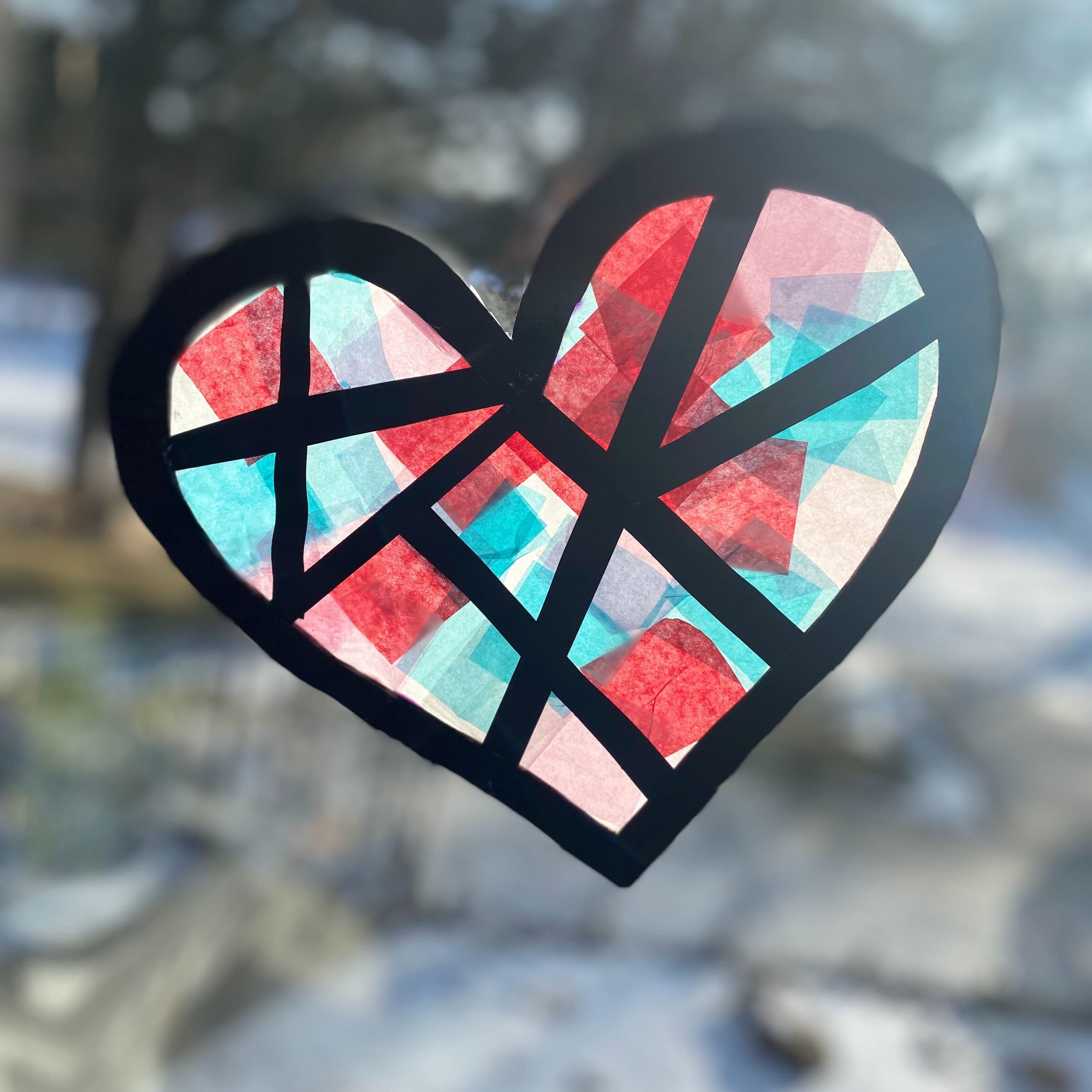 Tissue Paper Stained Glass Hearts - The Imagination Tree
