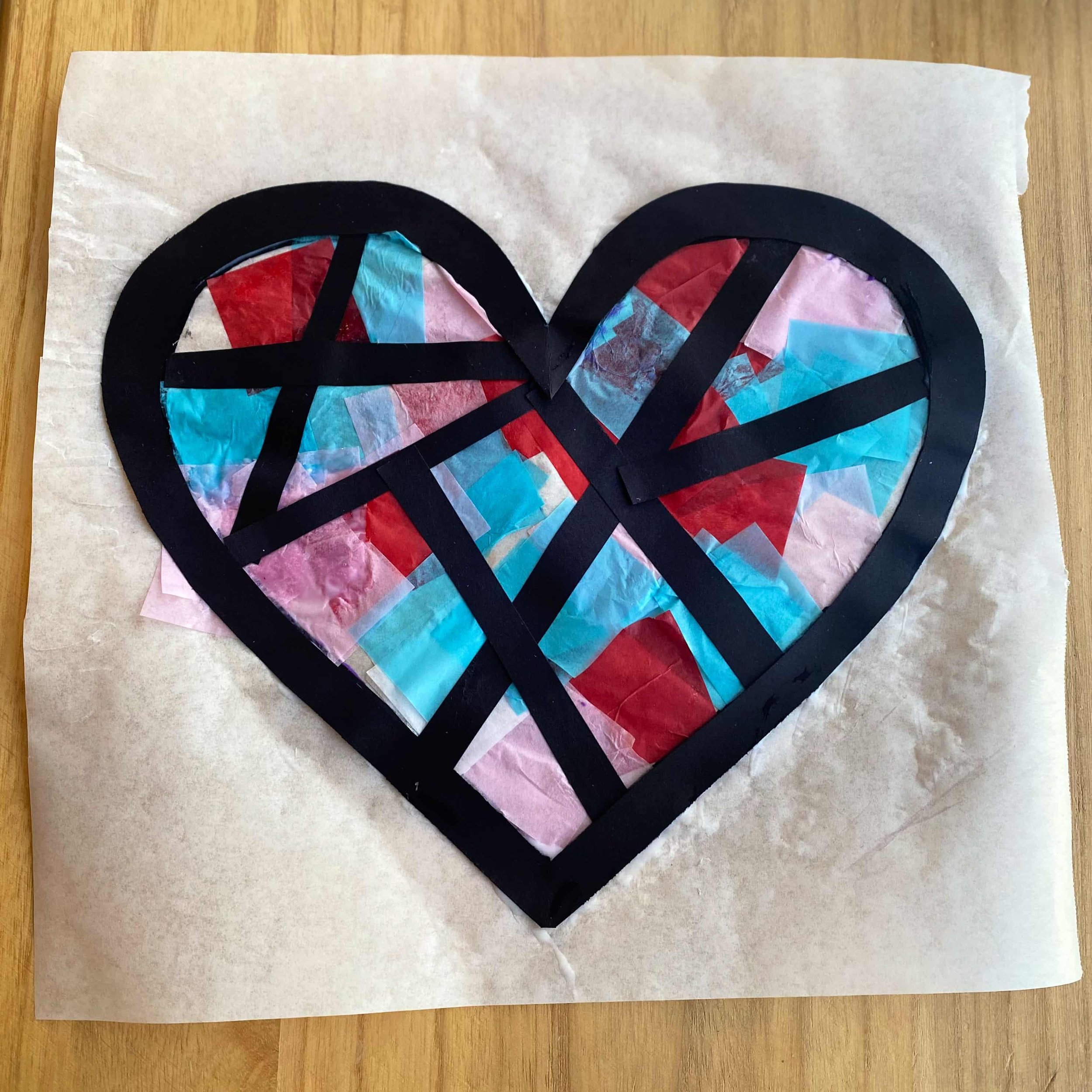 Valentine Craft Tissue Paper Stained Glass Heart – Wee Folk Art